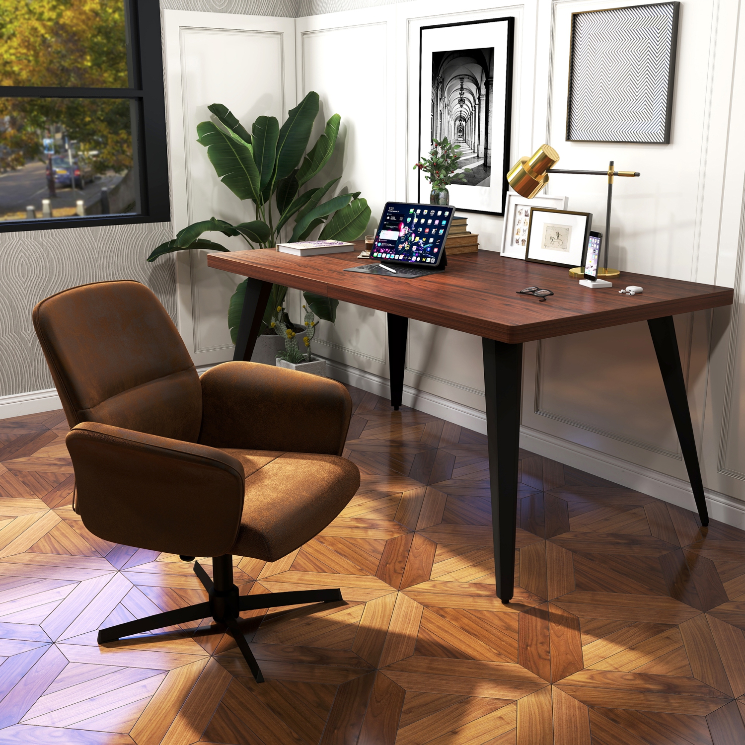 Homy Casa Contemporary Upholstered Living Room Chair – Brown Faux Suede