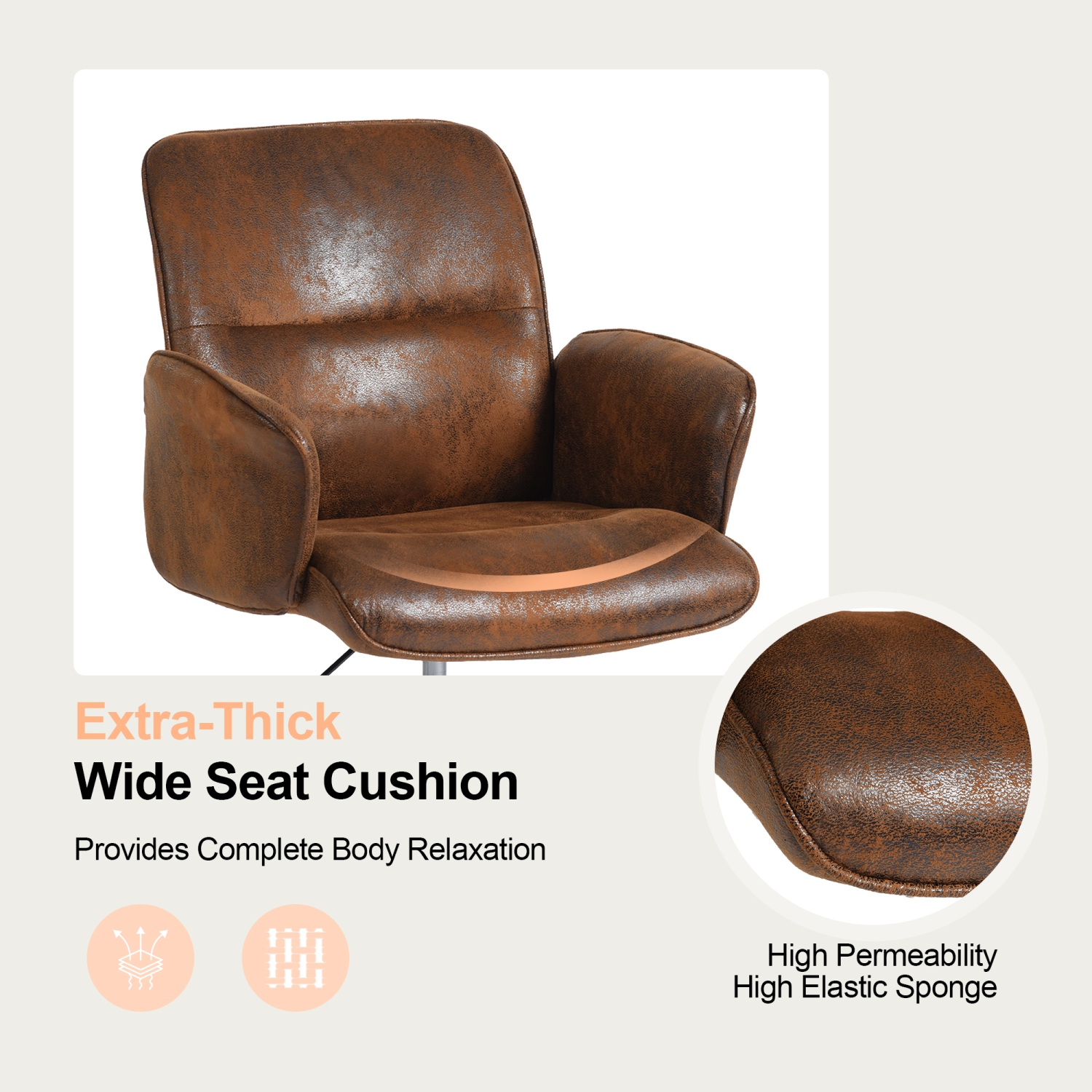 Homy Casa Contemporary Upholstered Living Room Chair – Brown Faux Suede