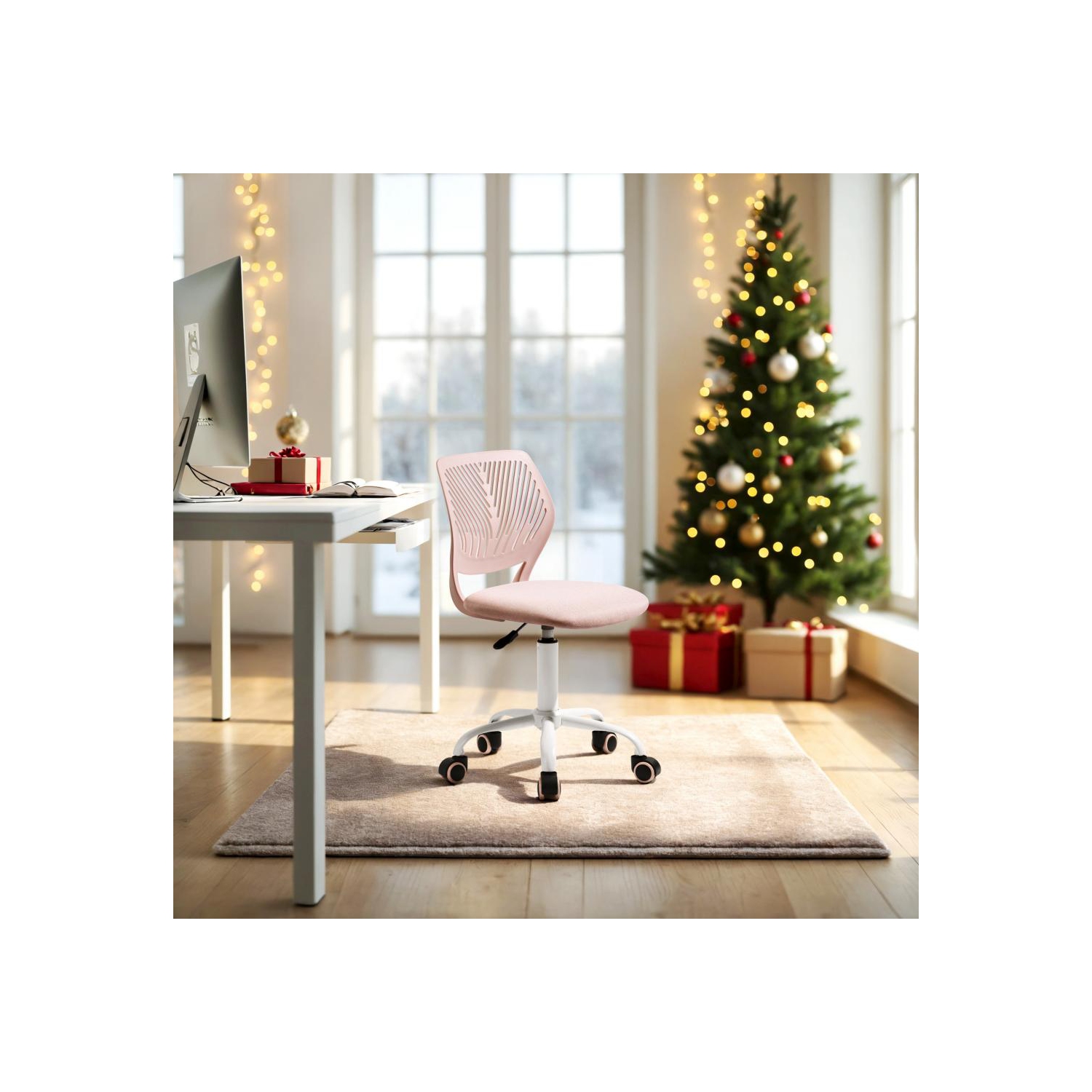 HOMY CASA Ergonomic Office Chair Teens & Adult Adjustable Desk Chair Swivel Office Computer Task Chair Stool Home Office Chair for Students Teens,