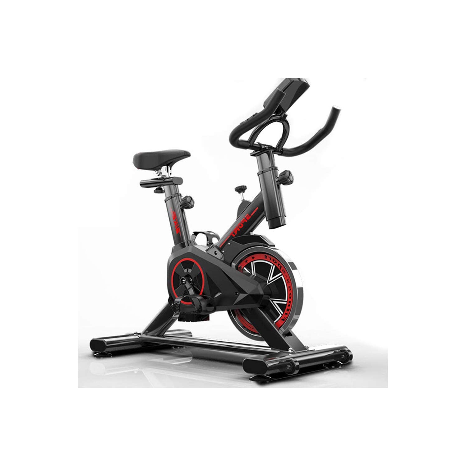 WMEB-C3 15Lbs Fly-Wheel Indoor Exercise Bike with LCD Monitor - Adjustable Seat & Handlebars - Spin Cycling Bike for Home Cardio Workout - Black