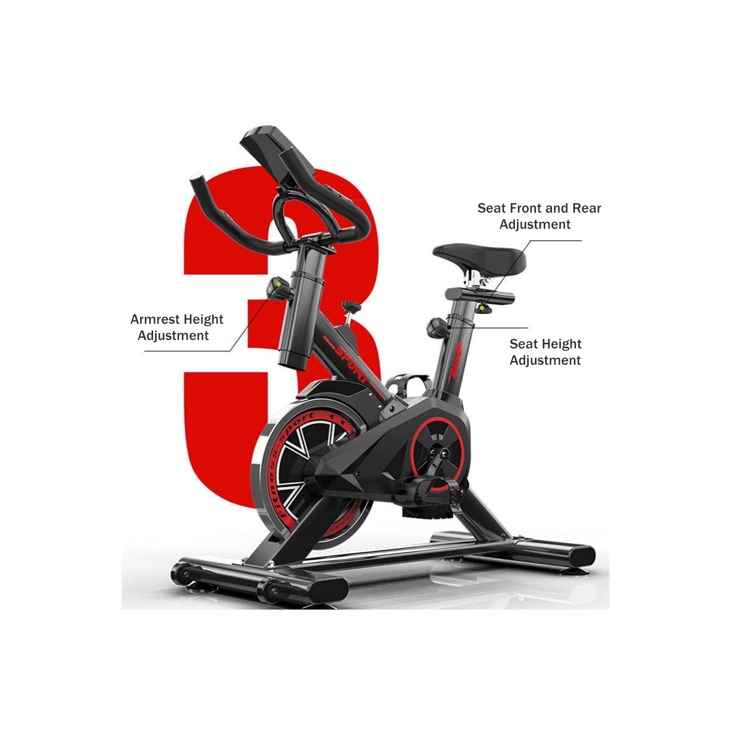 Vélo d'exercice intérieur à roue d'inertie de 15 lb de WMEB-C3 avec moniteur ACL - Noir