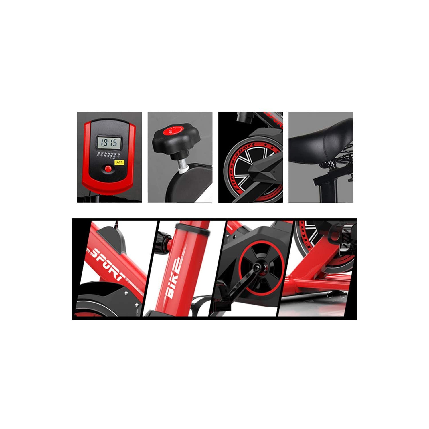 Vélo d'exercice intérieur à roue d'inertie de 15 lb de WMEB-C3 avec moniteur ACL - Noir