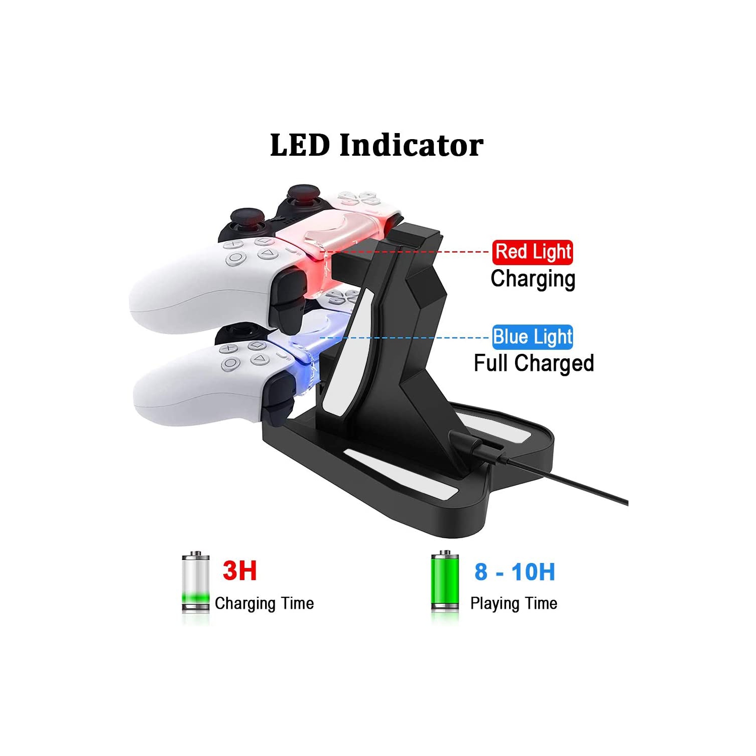 Chargeur double pour manettes PS5 de Sony, PlayStation 5 socle de chargement et station d’accueil chargement pour manette DualSense, station de