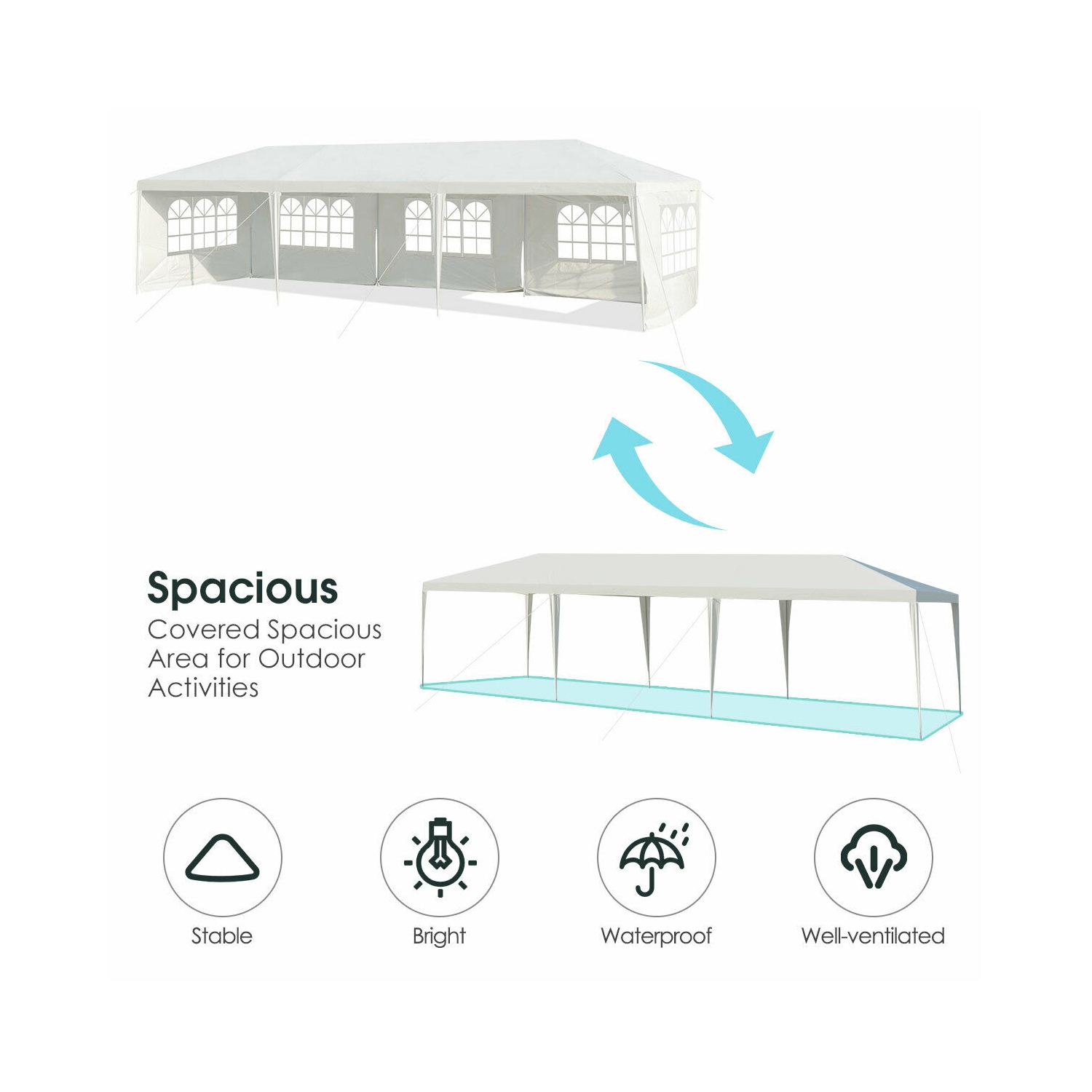 Gymax Gazebo Wedding Canopy Party Pavilion Outdoor 10'x30'