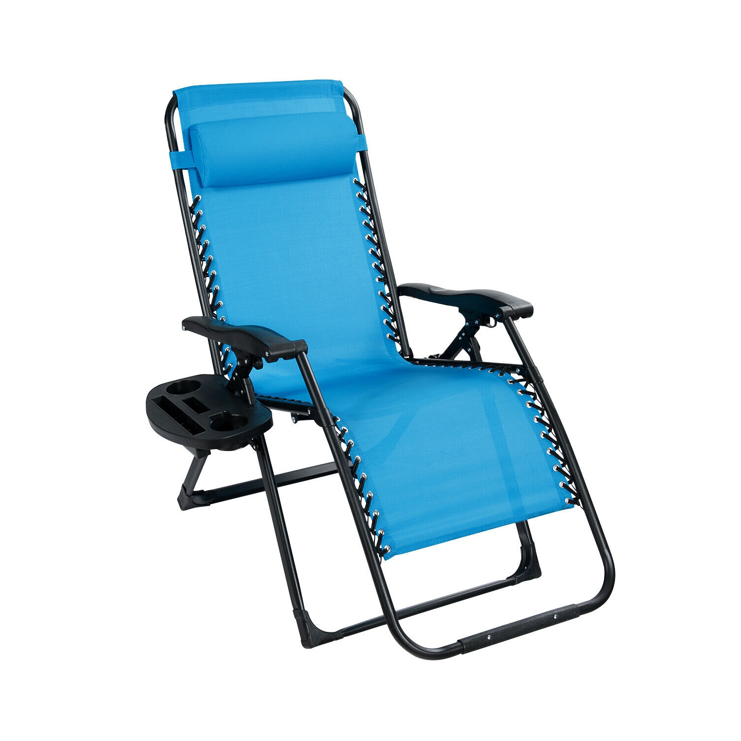 Chaise longue pliable 2 pièces Gymax – Avec support à boissons