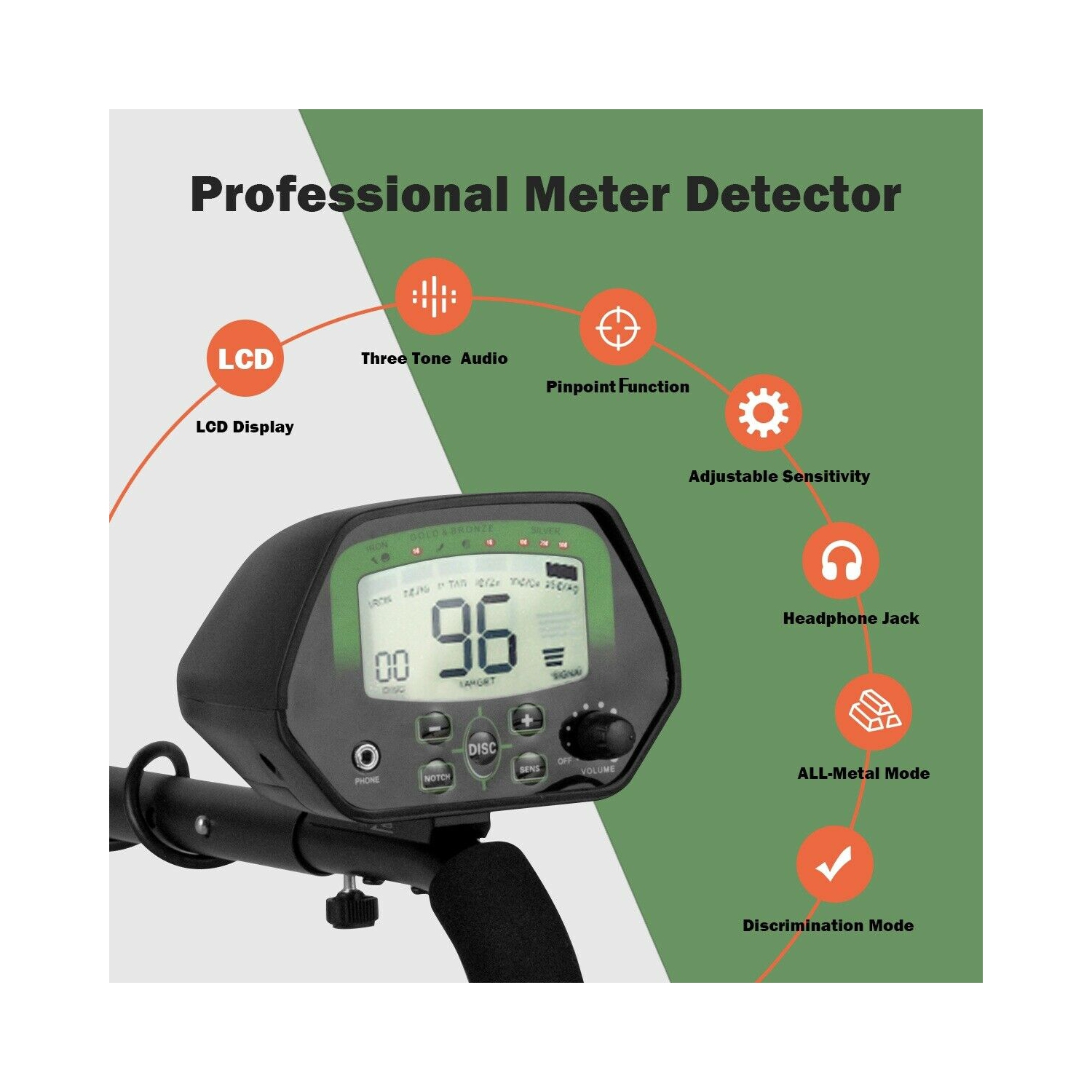 Détecteur de métaux de haute précision Gymax – Étanche, avec kit