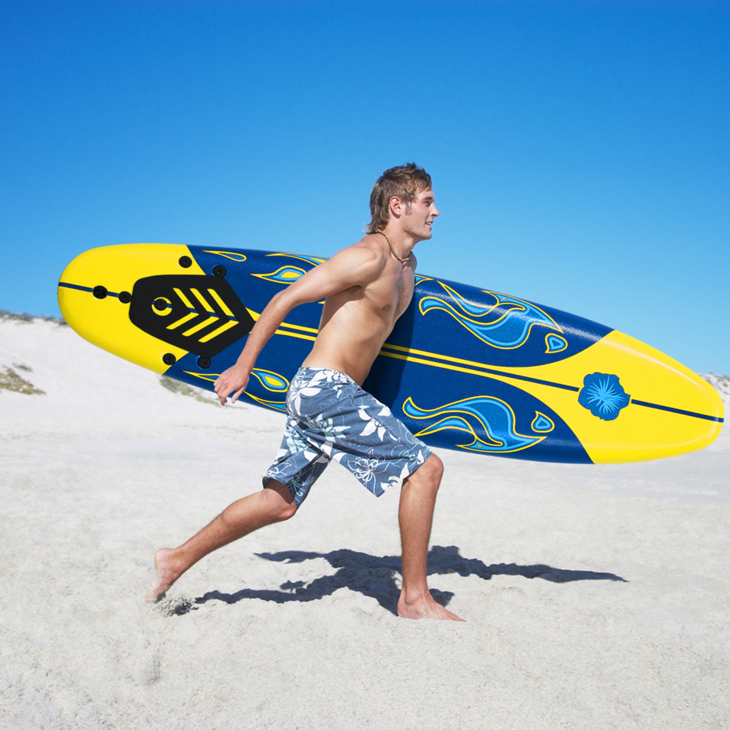 Gymax Planche de Surf 6ft avec 3 Ailerons Amovibles et Leash de Sécurité