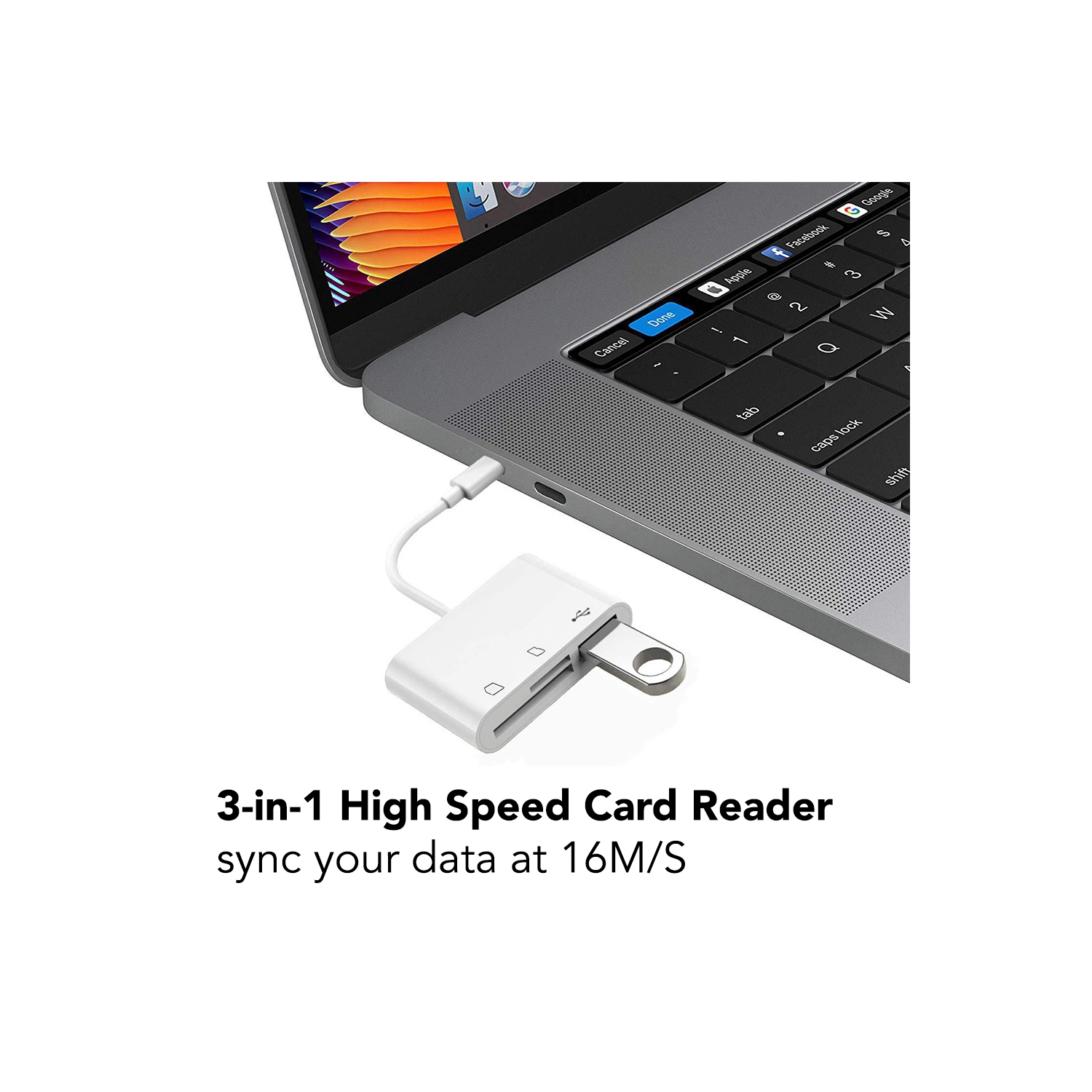 3-in-1 card reader USB-C to SD, Micro SD and USB for PC, Mac, iPad, Tablets, Android Smartphones | High Speed USB 2.0 writer MicroSD USB Flash drive