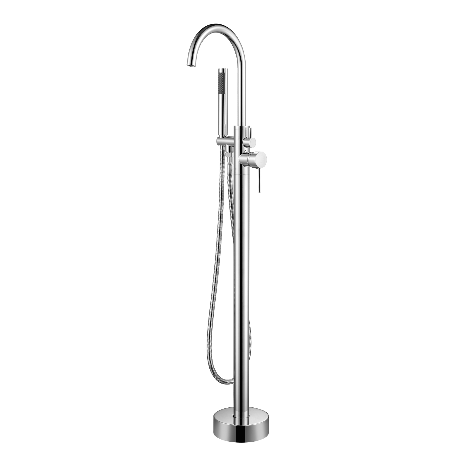 Agua Canada - SHIRO - Chrome-Plated Brass Finish Modern Square Freestanding Bathtub Faucet W/ Hand Shower