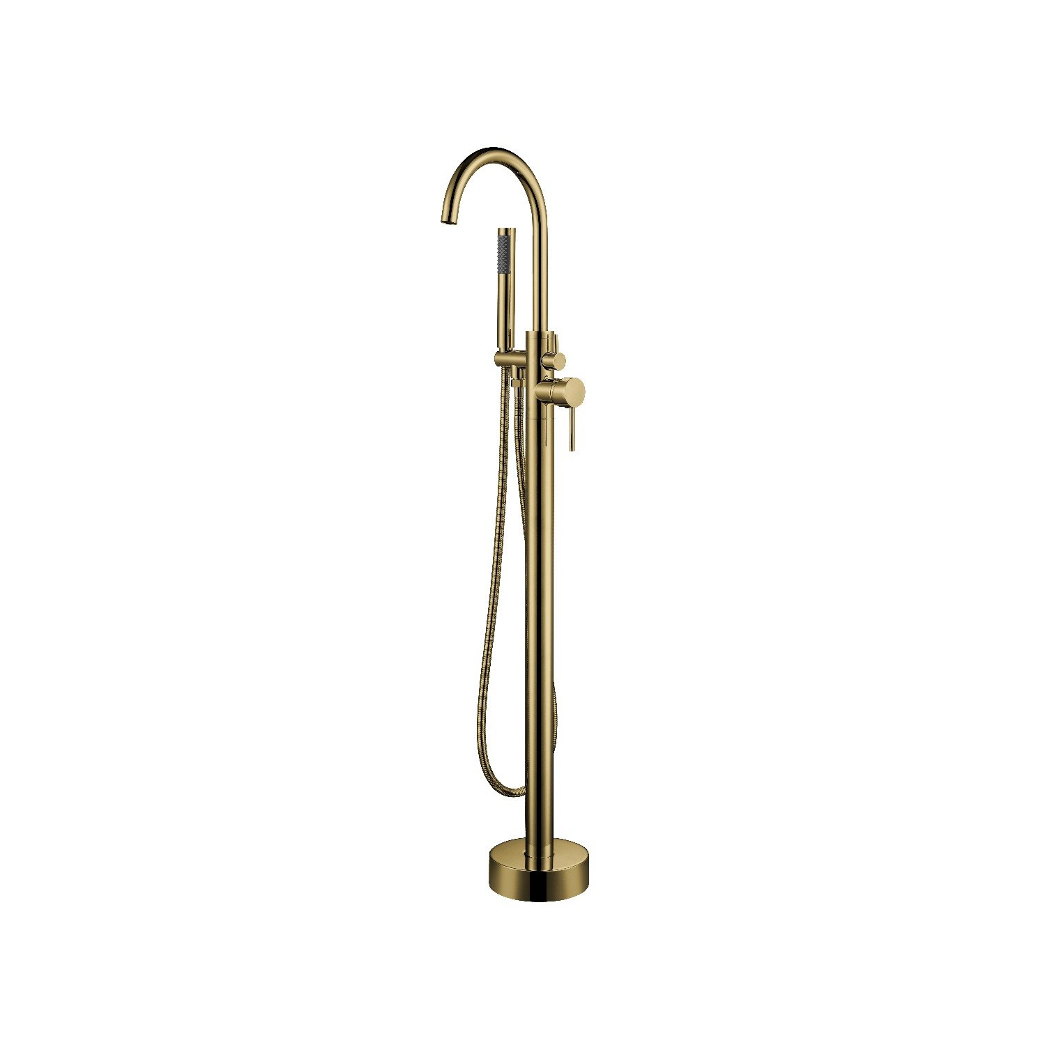 Agua Canada - SHIRO-GD - Brushed Brass Gold Finish Modern Square Freestanding Bathtub Faucet W/ Hand Shower
