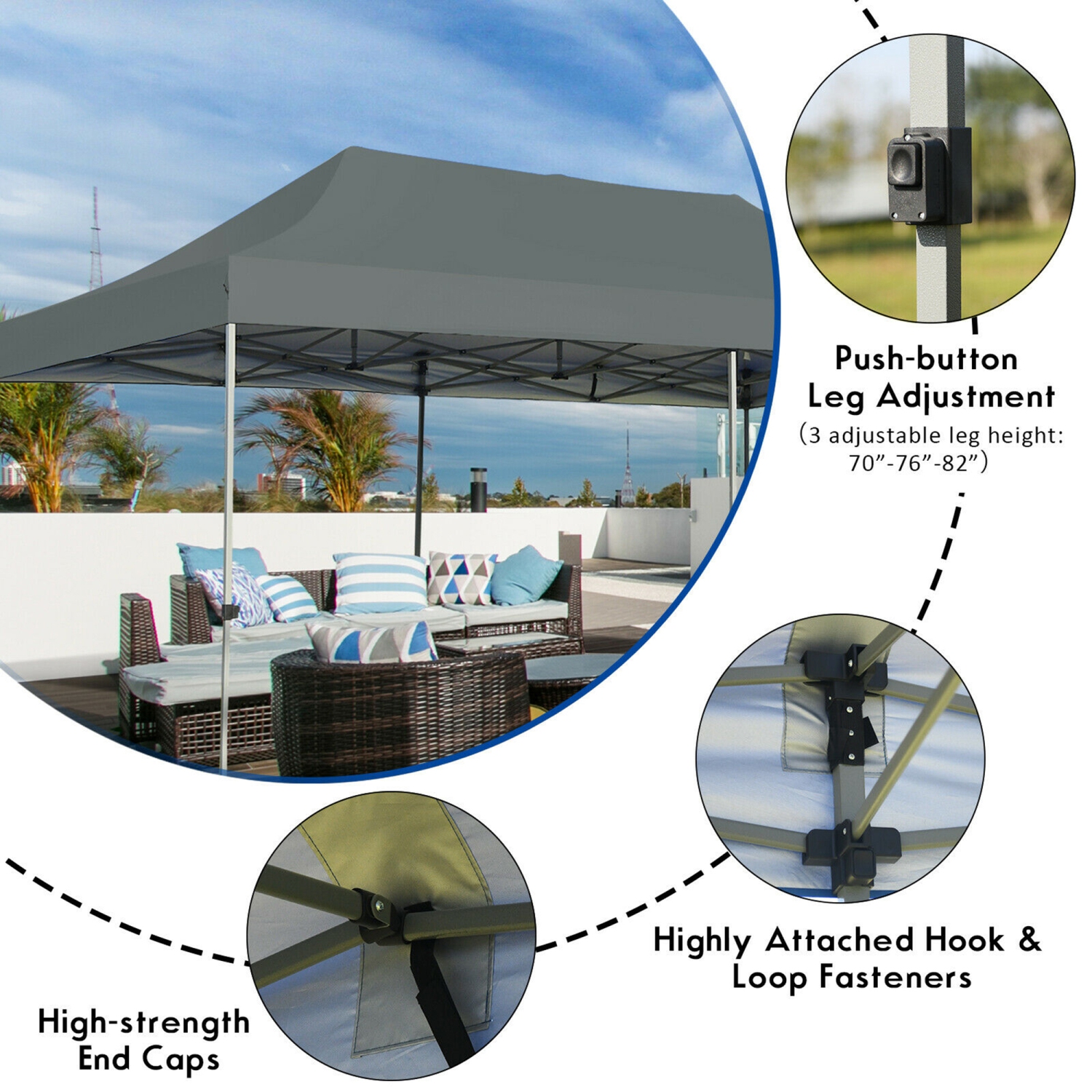Gymax 10'x20' Pop up Canopy Tent Folding Heavy Duty Sun Shelter Adjustable W/Bag
