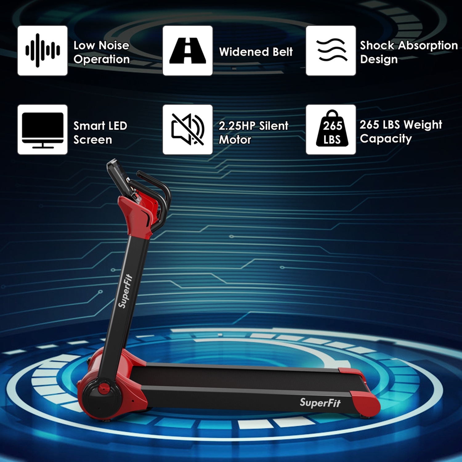 Tapis de course pliable 12,8km/h Gymax – Affichage LED