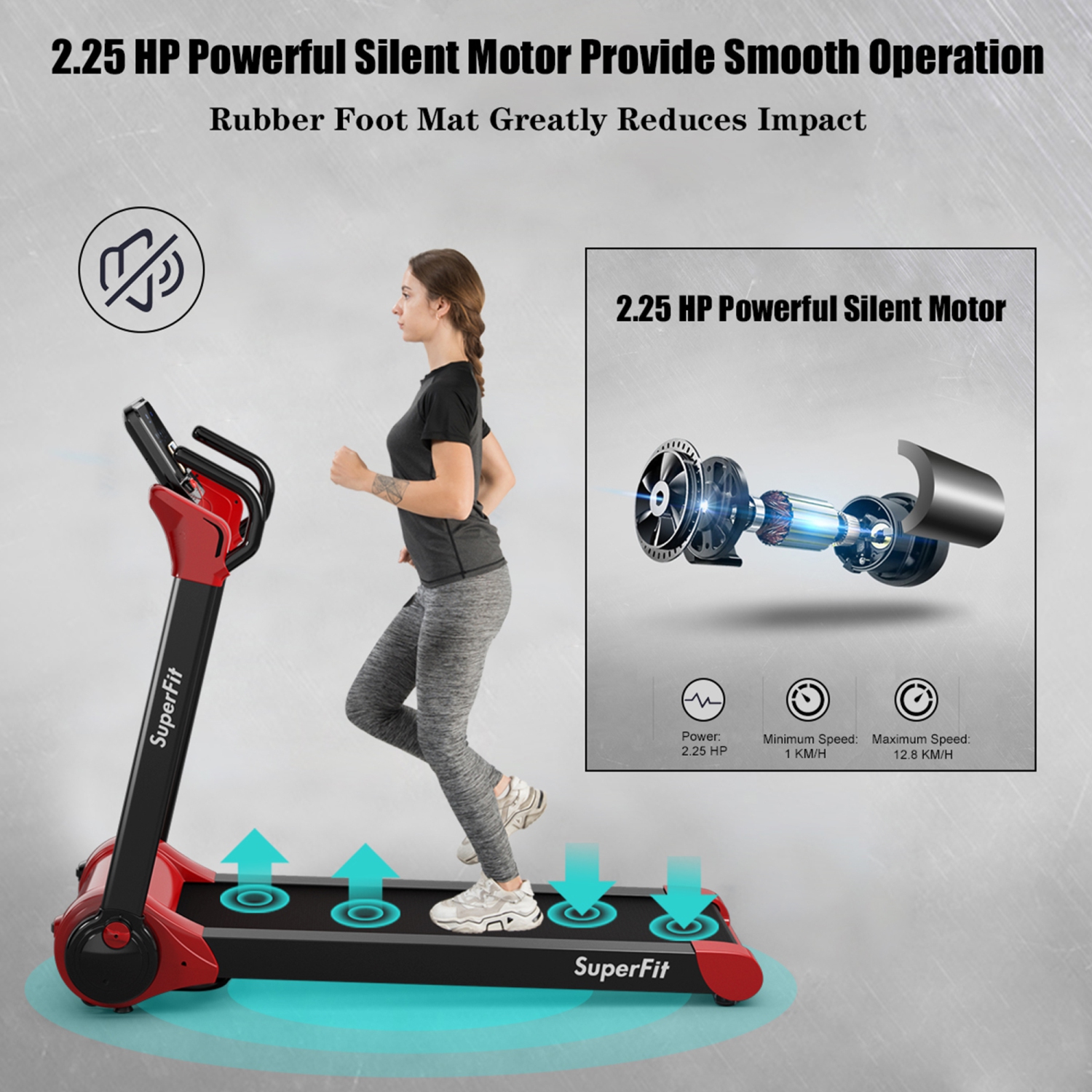 Tapis de course pliable 12,8km/h Gymax – Affichage LED