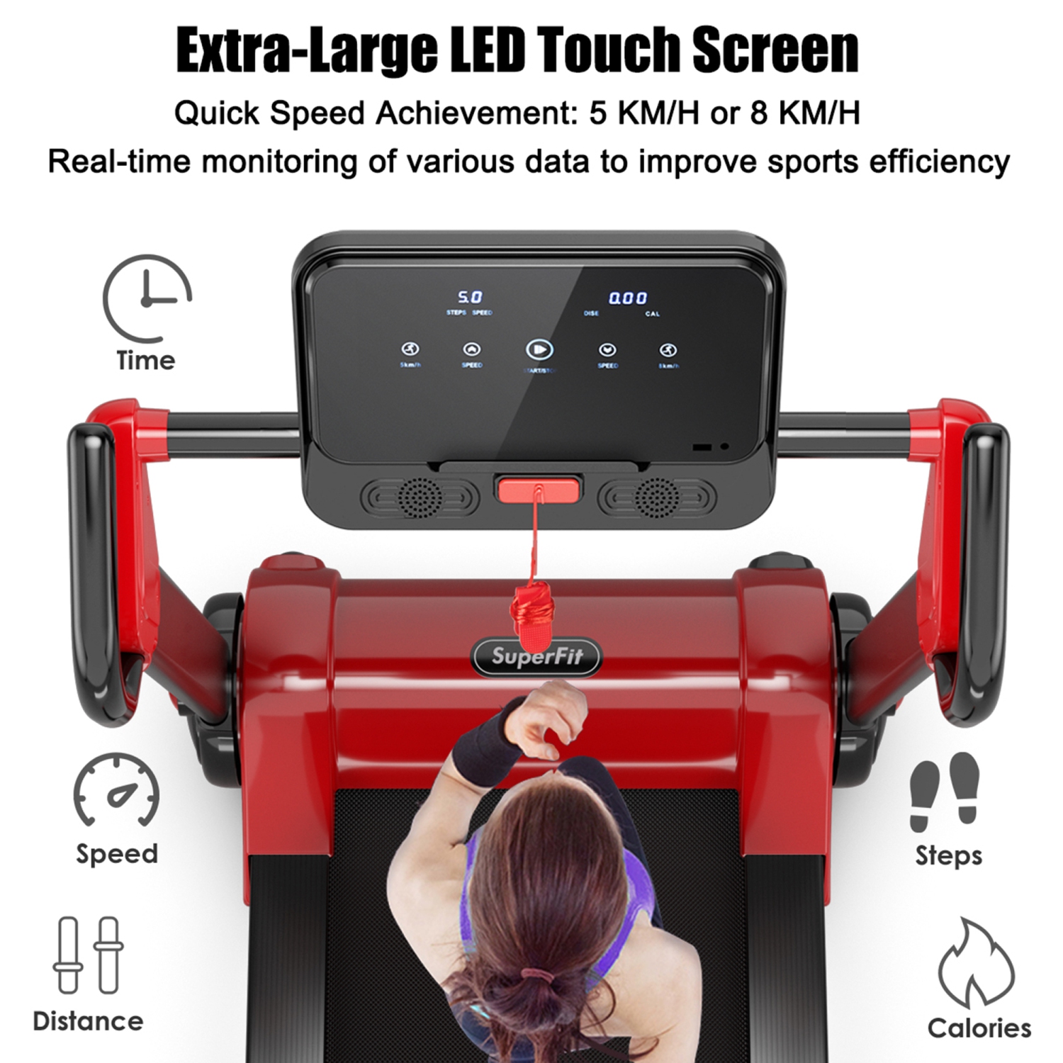 Tapis de course pliable 12,8km/h Gymax – Affichage LED