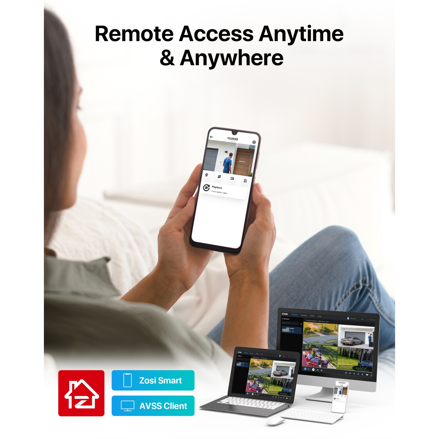 ZOSI H.265+ 8CH 5MP Lite DVR Home Surveillance System with 1TB HDD, 8pcs 1080p Wired IP66 Outdoor Security Cameras, 80ft Night Vision, AI Human