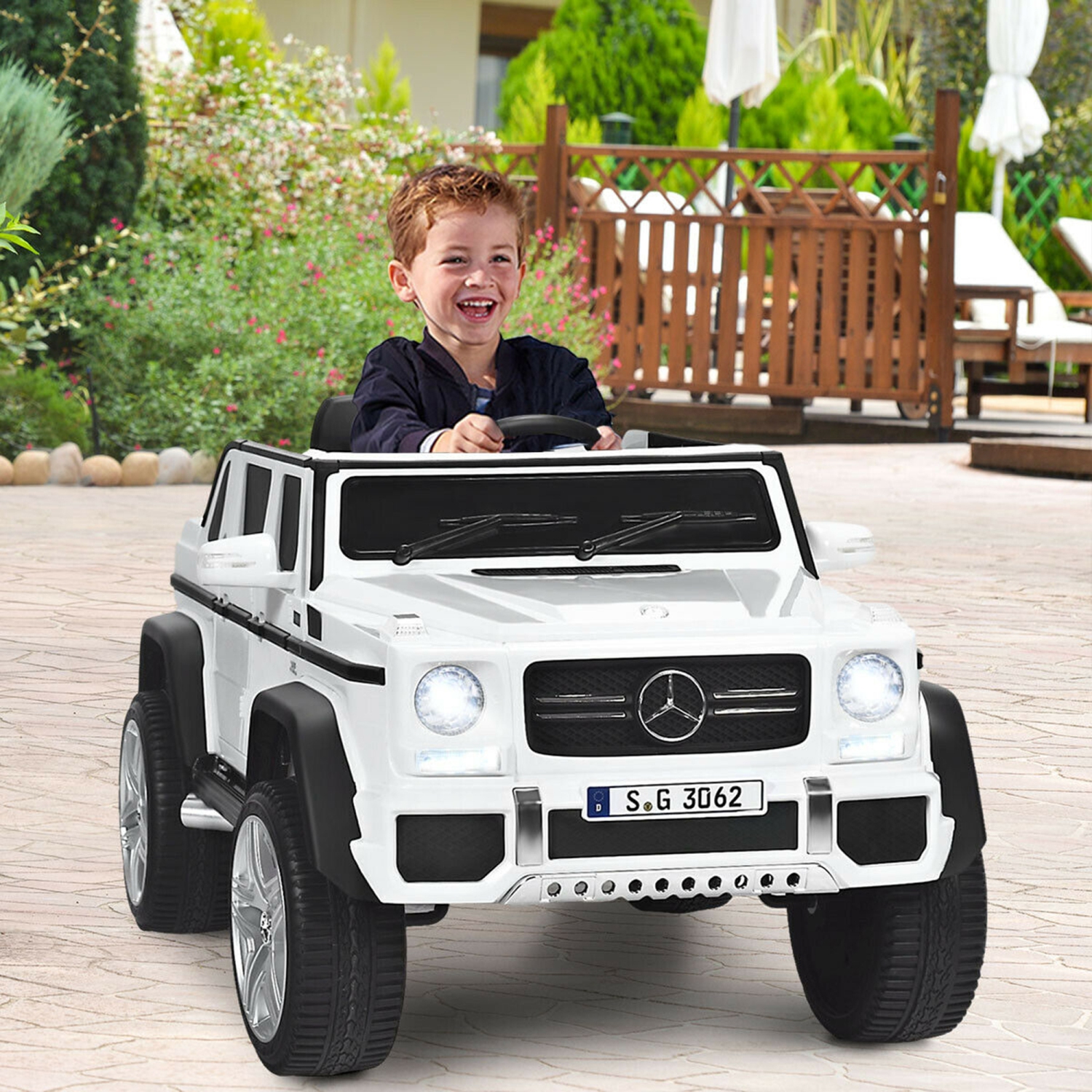 Gymax 12V Licensed Mercedes-Benz Kids Ride On Car RC Motorized Vehicles w/ Trunk