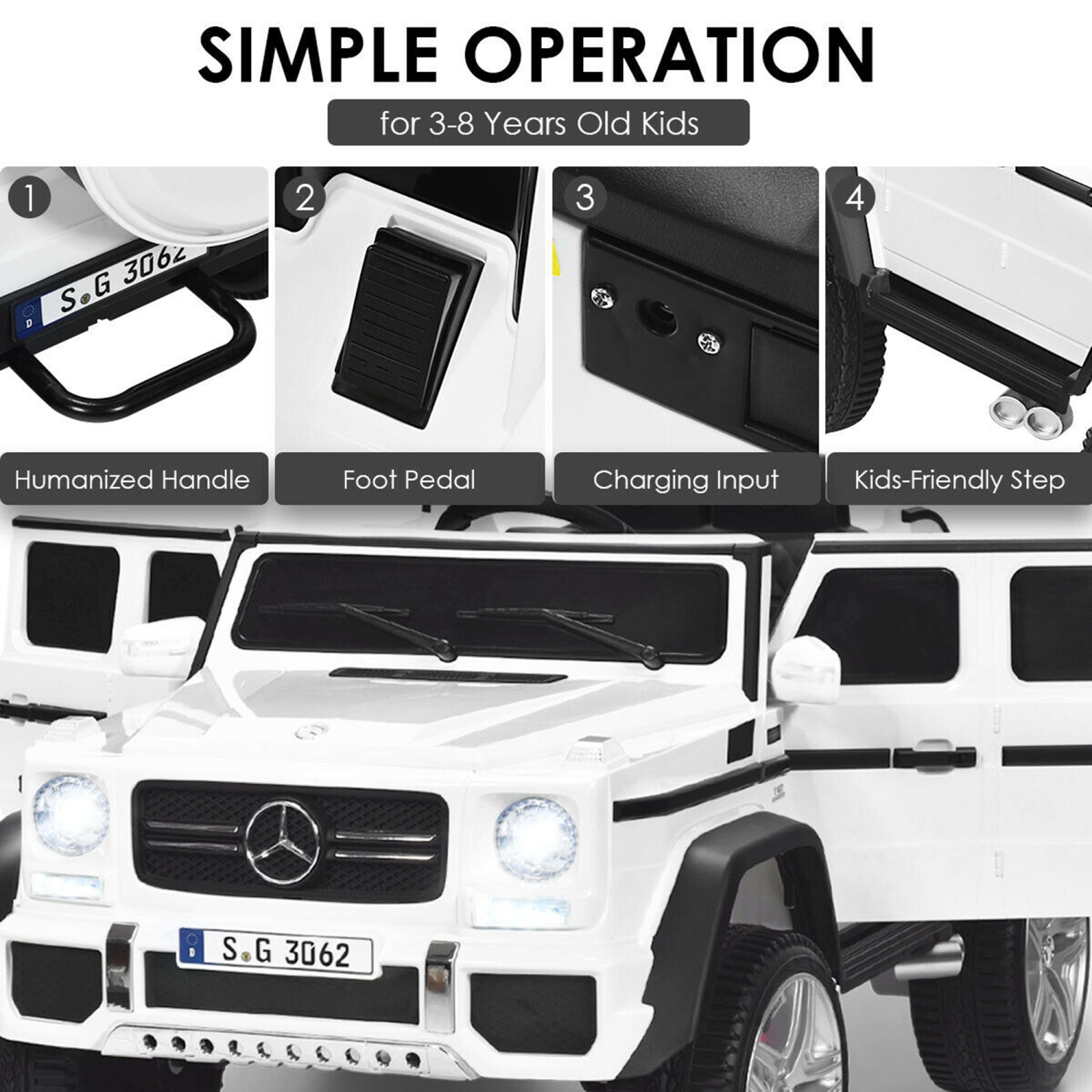 Gymax 12V Licensed Mercedes-Benz Kids Ride On Car RC Motorized Vehicles w/ Trunk