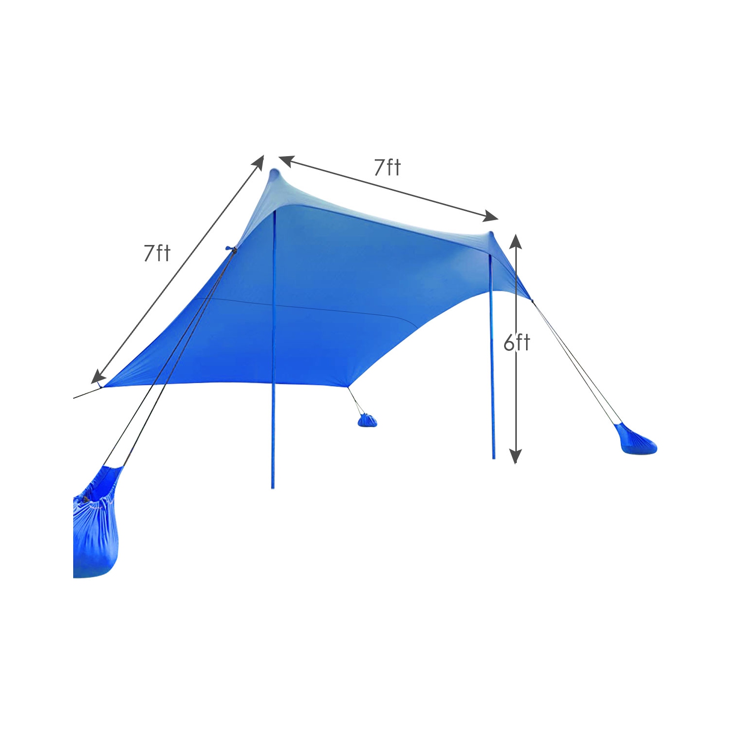 Gymax 7x7 FT Portable Beach Canopy Tent Shelter w/ Sand Anchor Carry Bag