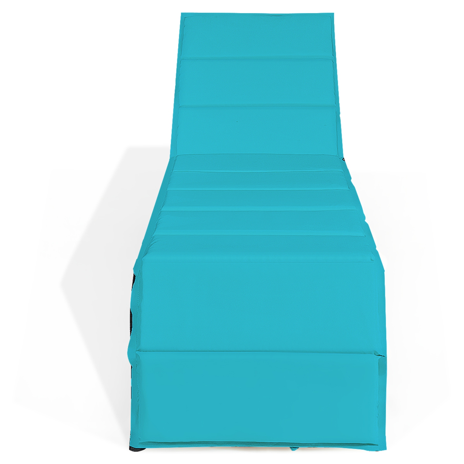 Gymax Adjustable Rattan Patio Recliner Chaise Lounge Chair w/ Turquoise Cushion