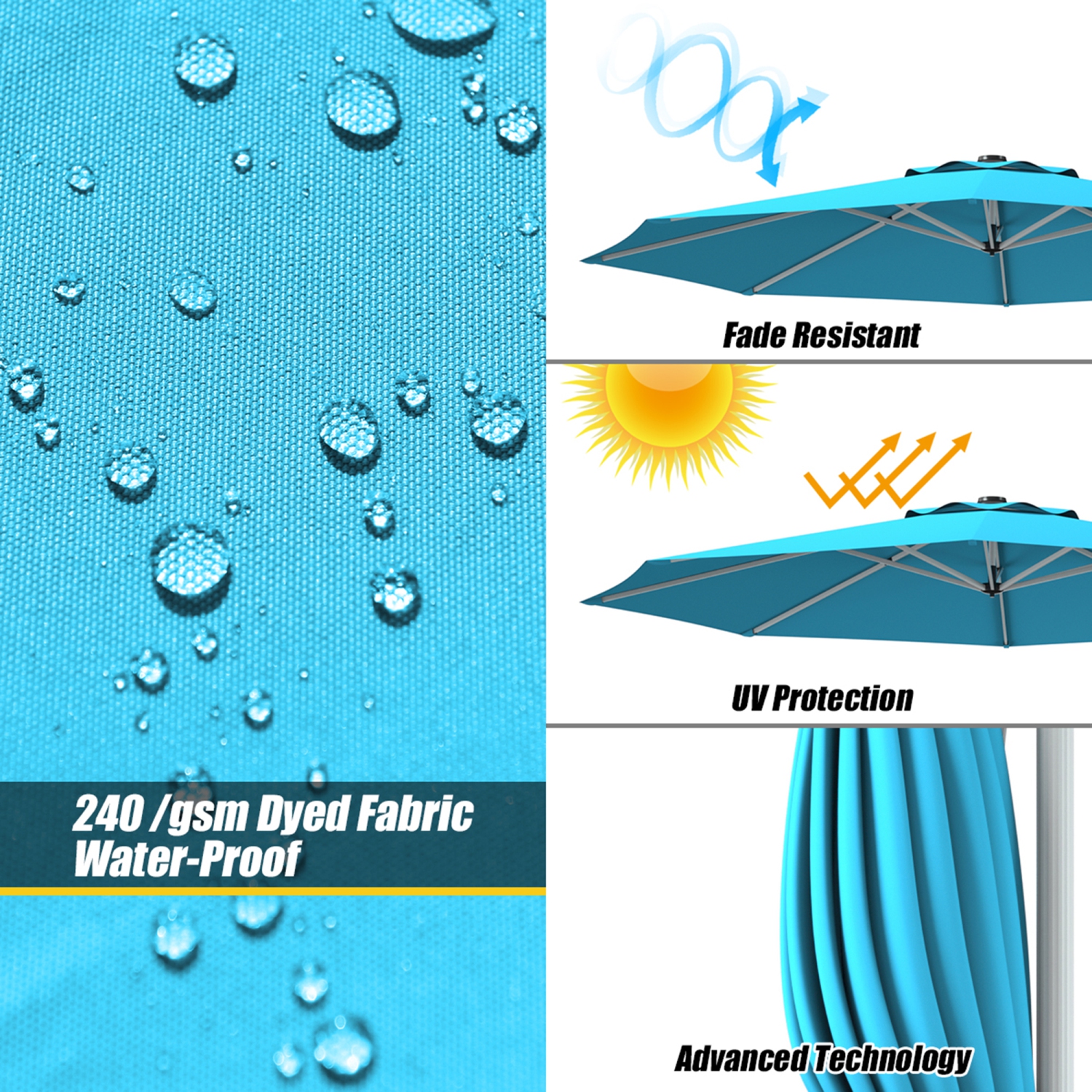 Gymax 11Ft Patio Offset Hanging Cantilever Umbrella 360° Tilt w/ Base