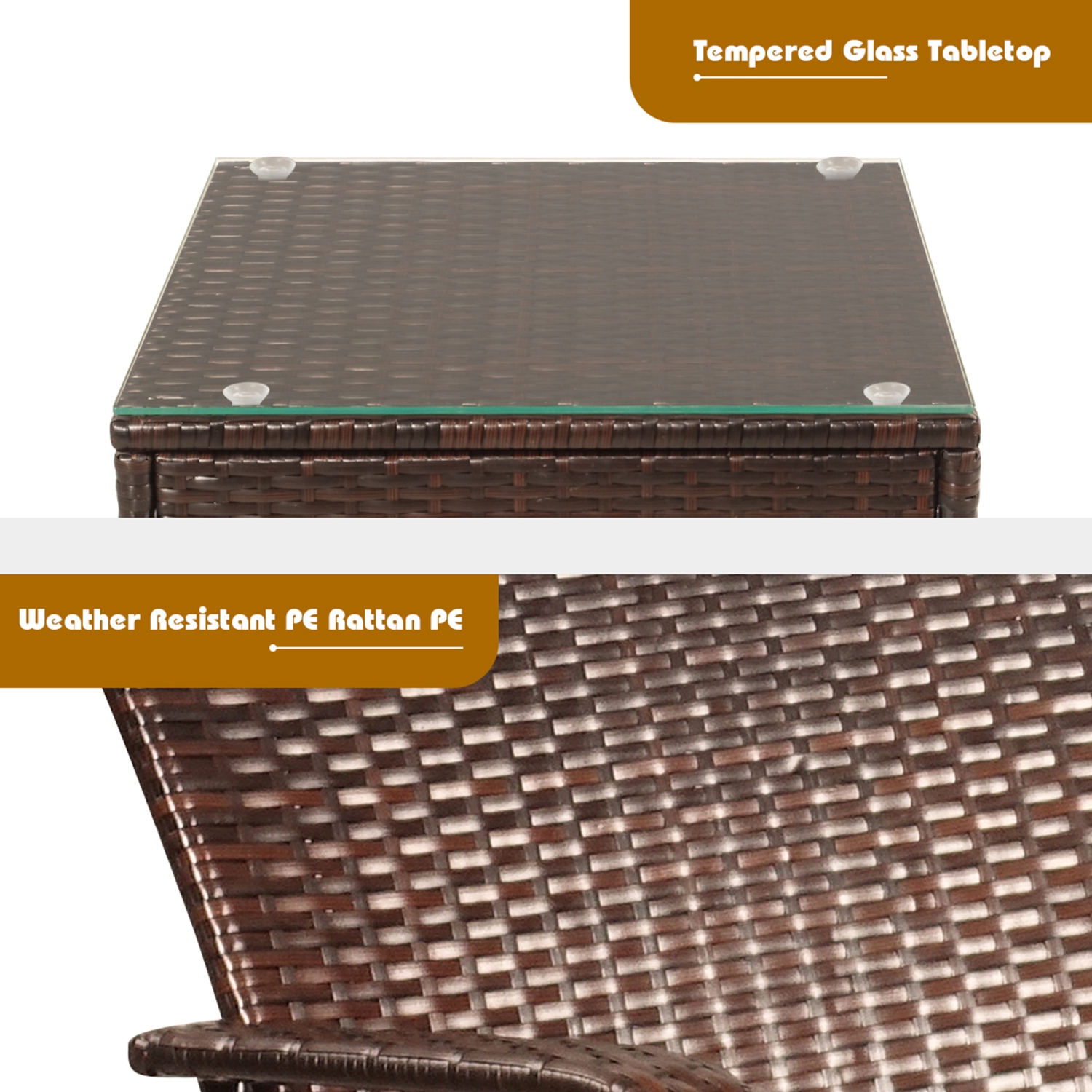 3PCS Ensemble de fauteuil et table basse en rotin pour patio Ensemble de mobilier d'extérieur avec coussins Gymax