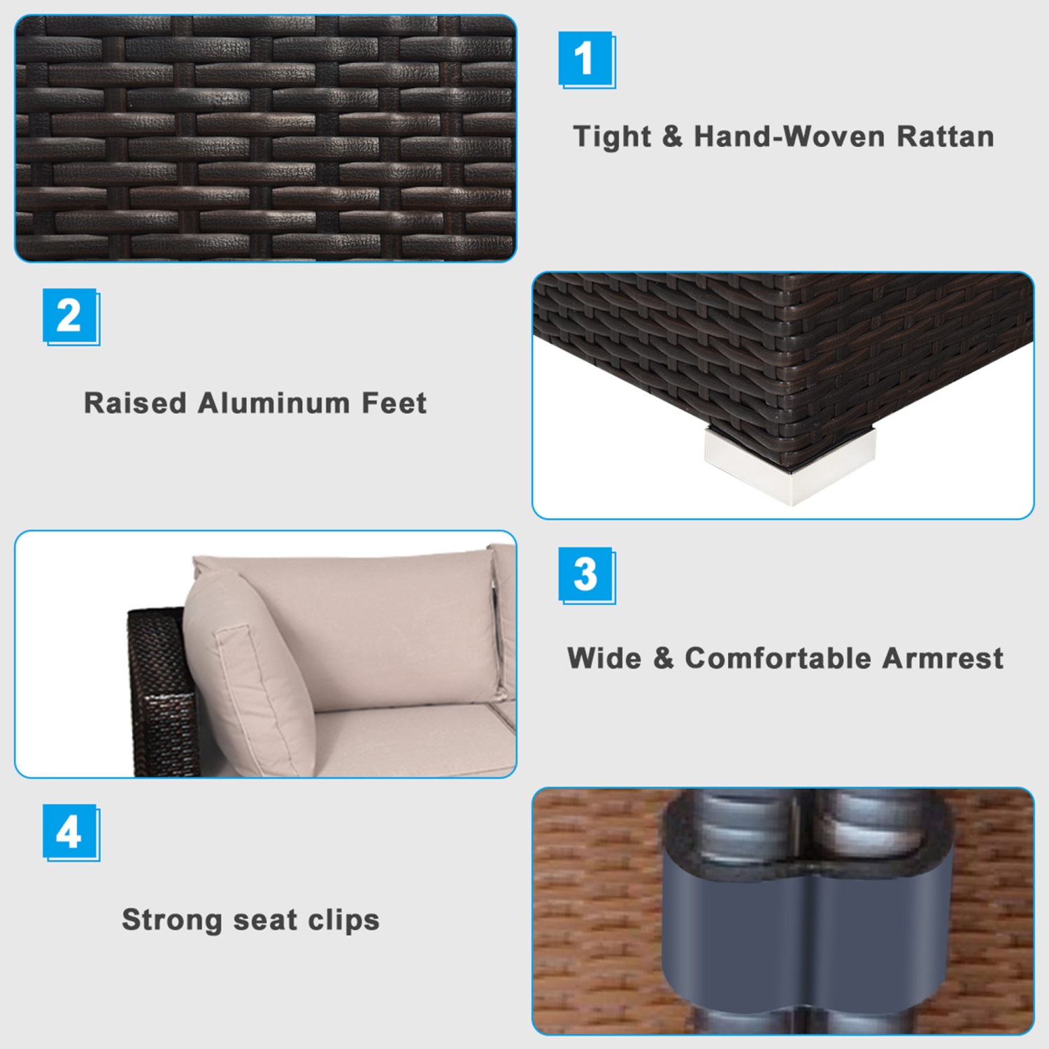 Gymax 6PCS Rattan Patio Sectional Sofa Set Outdoor Furniture Set w/ Cushions