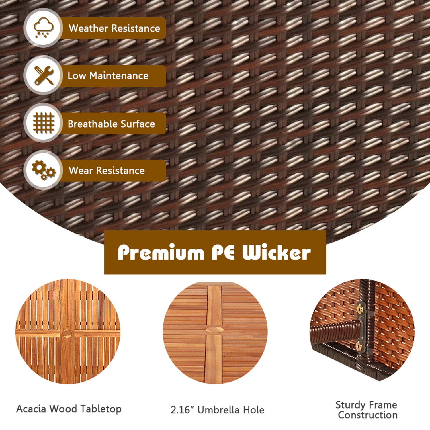 Gymax Ensemble de 9 pièces de Mobilier pour Salle à Manger d’Extérieur avec Coussins