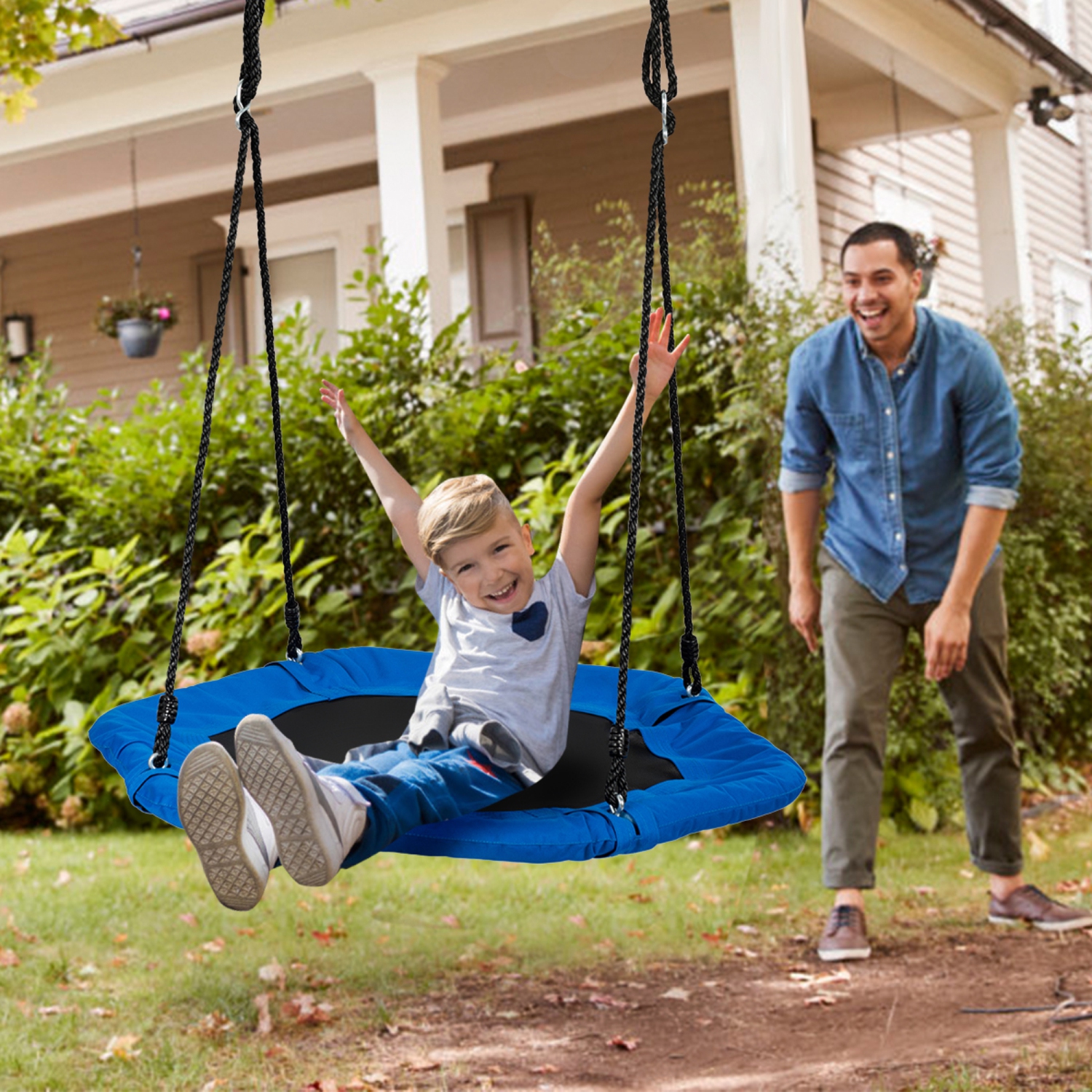 Gymax Portable Hexagon Tree Swing Kids Play Set 37'' w/ Adjustable Height