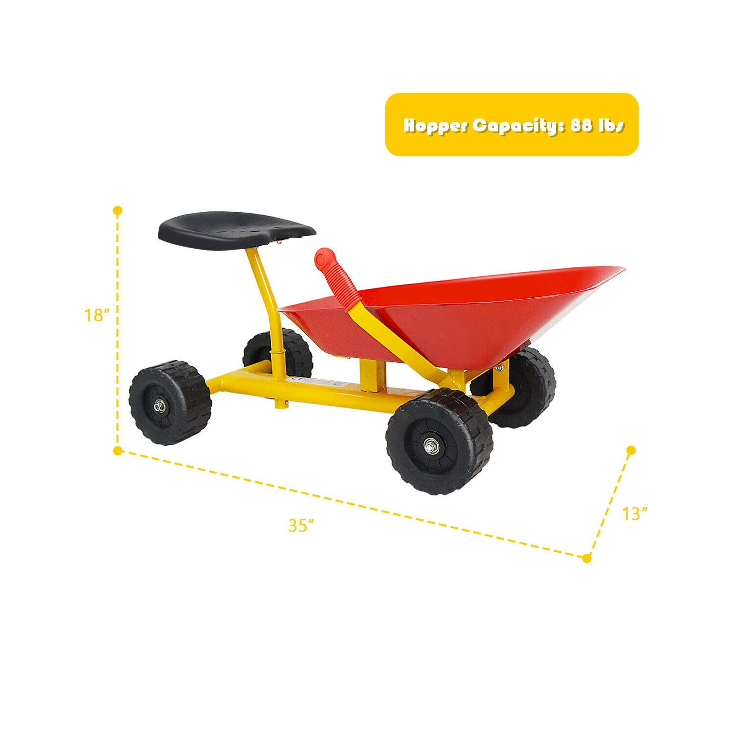 Gymax 8'' Heavy Duty Kids Ride-on Sand Dumper Front Tipping w 4 Wheels Sand Toy Gift