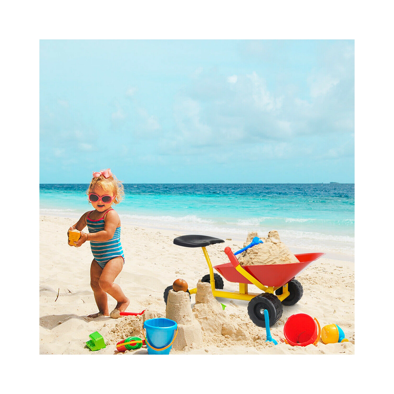 Gymax 8'' Heavy Duty Kids Ride-on Sand Dumper Front Tipping w 4 Wheels Sand Toy Gift