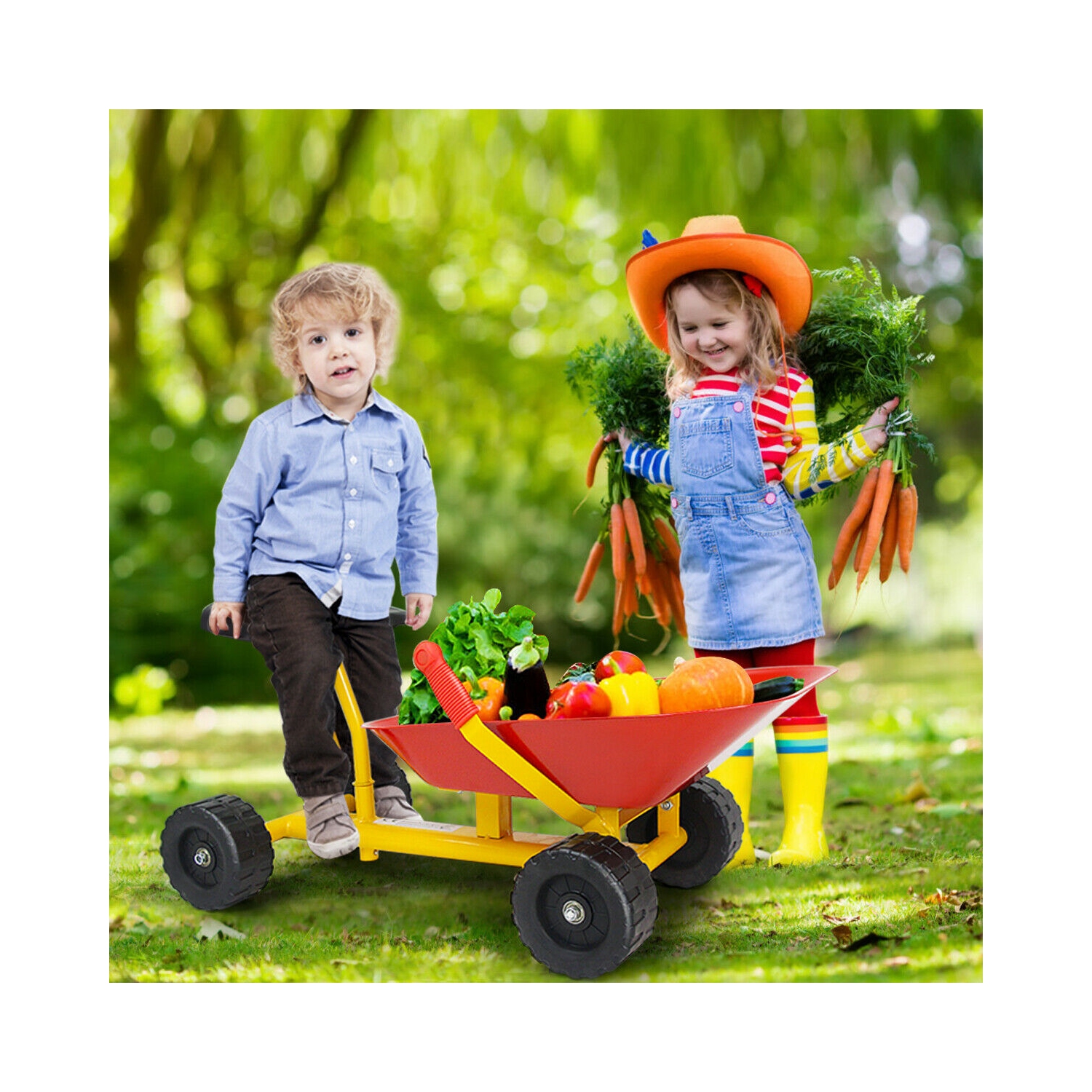 Gymax 8'' Heavy Duty Kids Ride-on Sand Dumper Front Tipping w 4 Wheels Sand Toy Gift