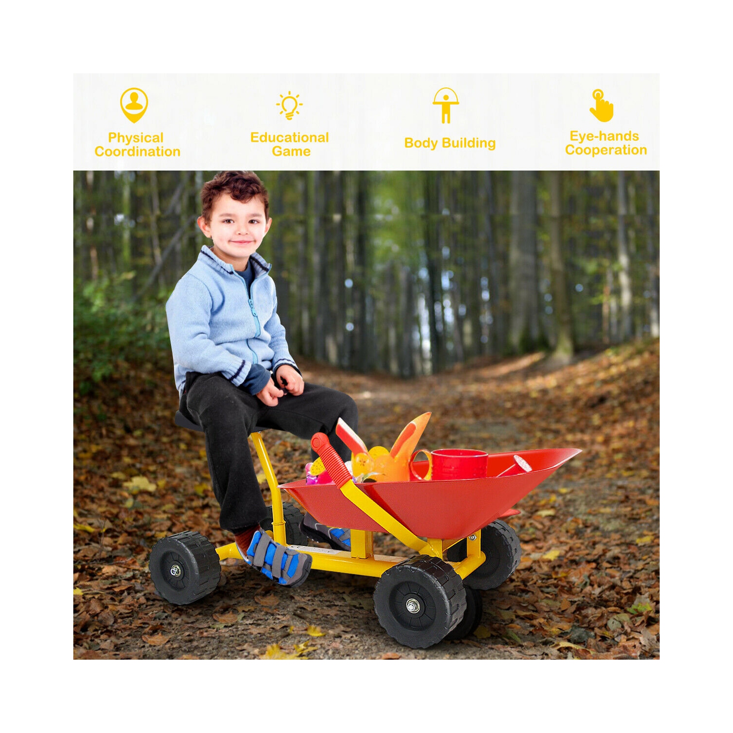 Gymax 8'' Heavy Duty Kids Ride-on Sand Dumper Front Tipping w 4 Wheels Sand Toy Gift