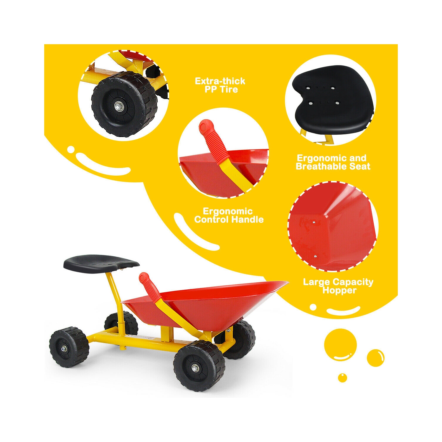 Gymax 8'' Heavy Duty Kids Ride-on Sand Dumper Front Tipping w 4 Wheels Sand Toy Gift