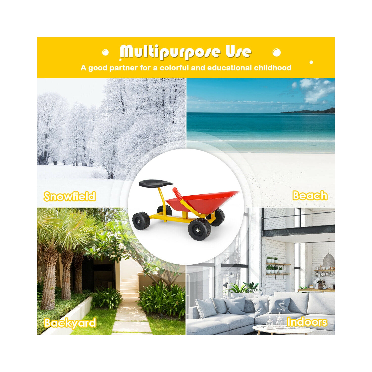 Gymax 8'' Heavy Duty Kids Ride-on Sand Dumper Front Tipping w 4 Wheels Sand Toy Gift