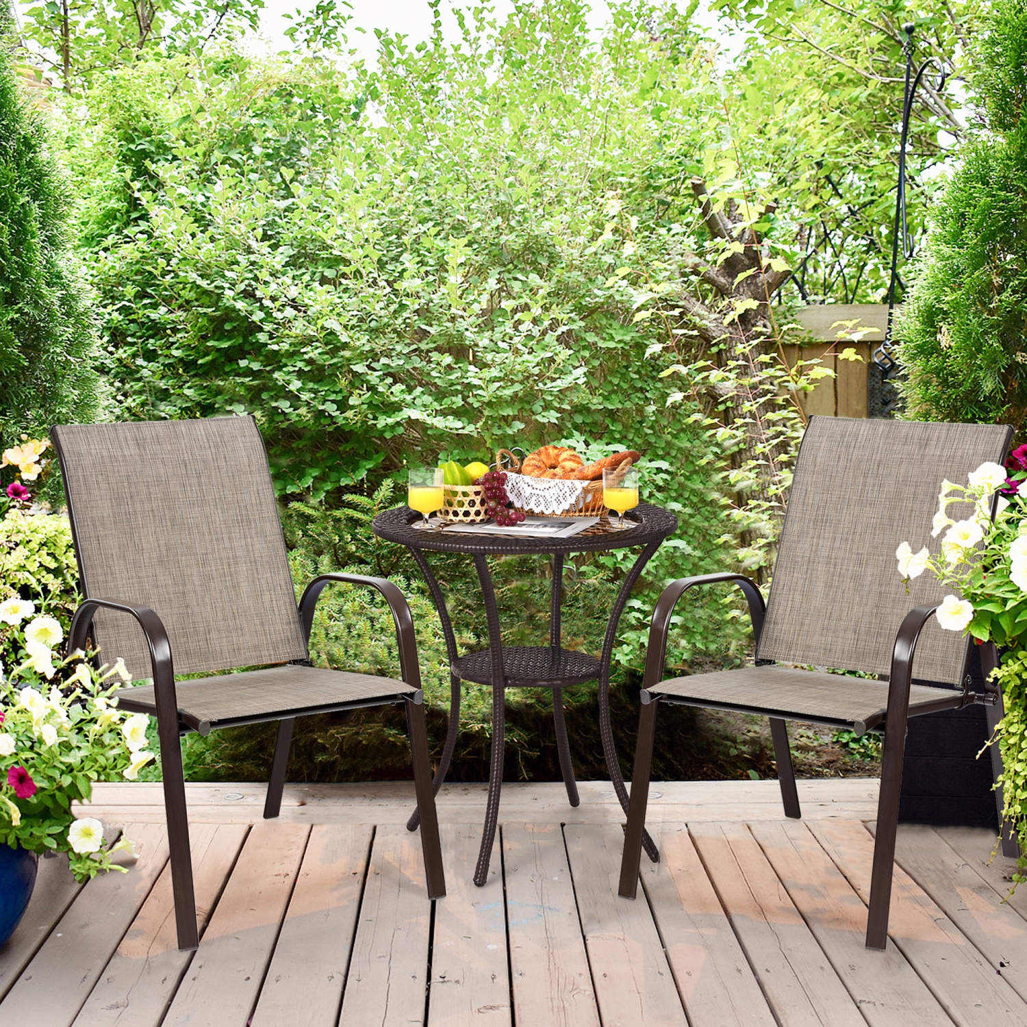 Lot de 4 chaises de jardin Gymax