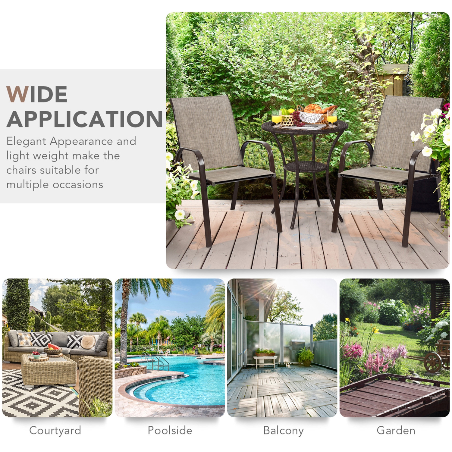 Lot de 4 chaises de jardin Gymax