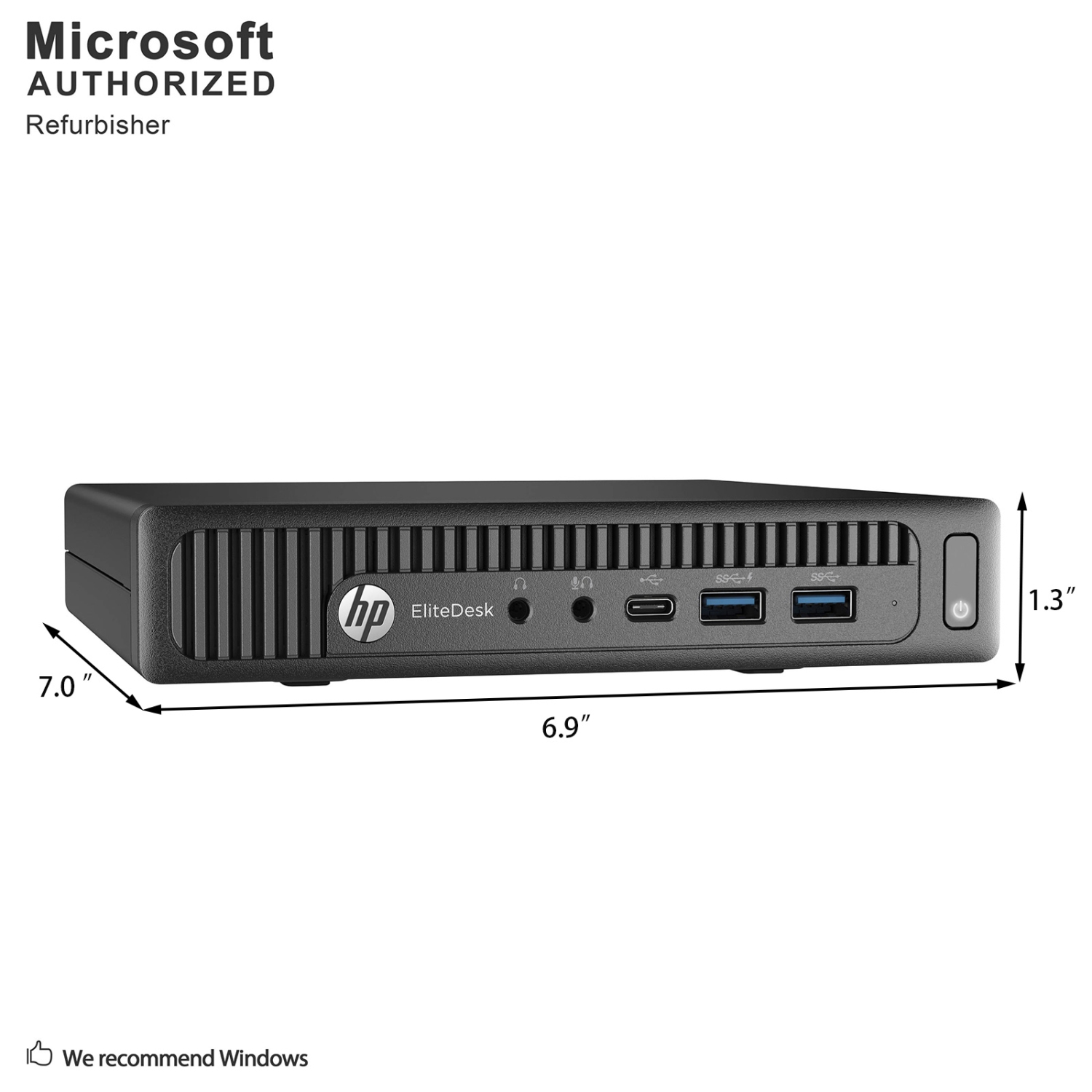 Refurbished - HP EliteDesk 800 G3 Desktop Mini, Intel Quad Core i5-6500T up to 3.1 GHz, 8 GB DDR4 RAM, 512 GB SSD, WiFi, Bluetooth, Windows 10 Pro 64