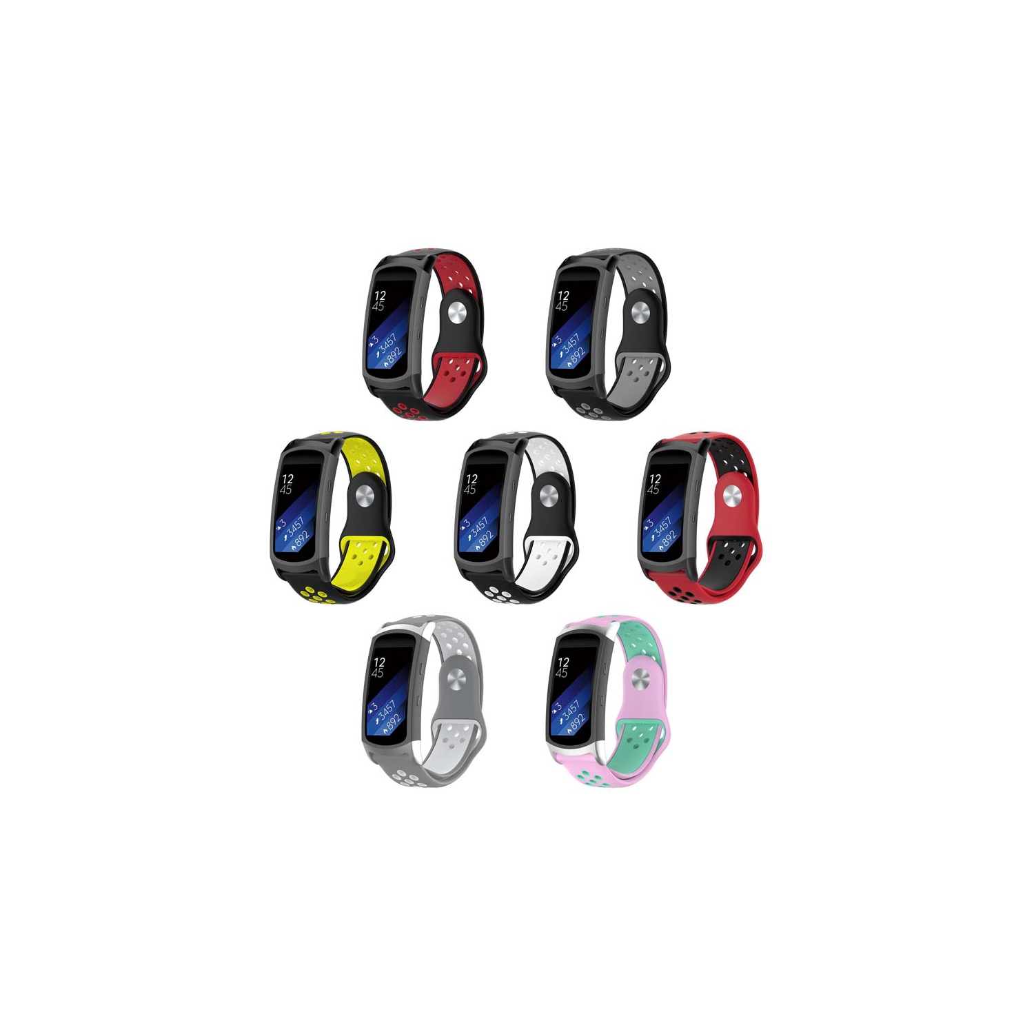 StrapsCo Pin-and-Tuck Perforated Silicone Rubber Watch Band Strap for Samsung Fit 2 & Fit 2 Pro - Black & Yellow