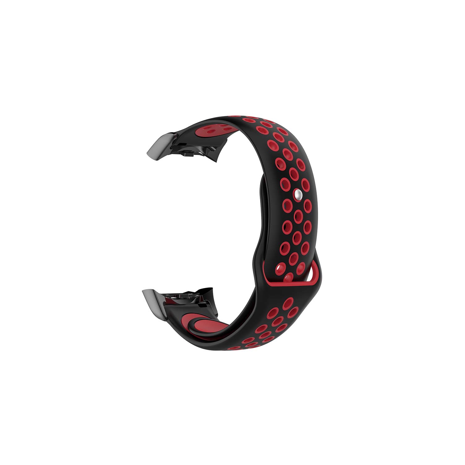 StrapsCo Pin-and-Tuck Perforated Silicone Rubber Watch Band Strap for Samsung Fit 2 & Fit 2 Pro - Black & Red