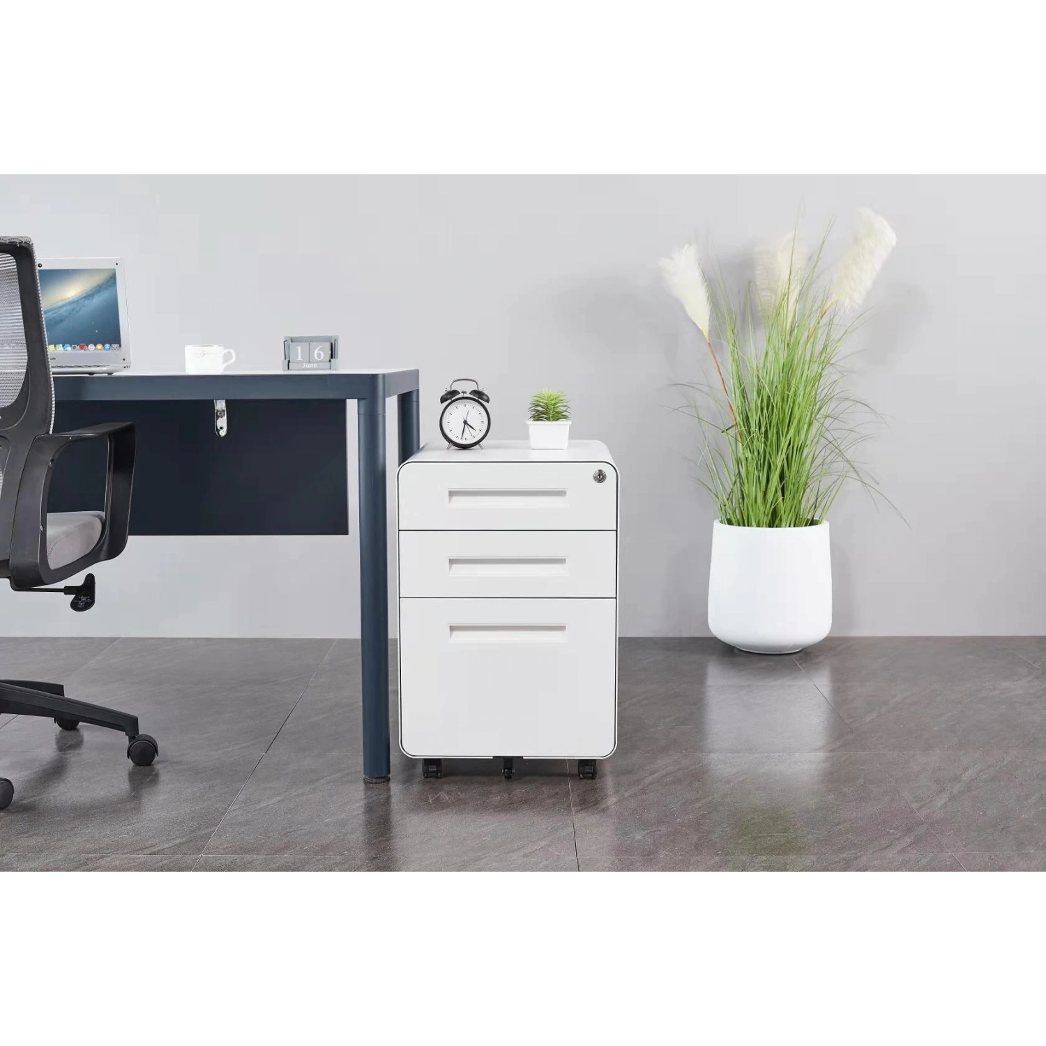 EFFYDESK ModernCabinet - Best Minimalist Heavy-Duty Filing Cabinet with Lockable Drawers and Rolling Casters - Mobile File Cabinet for Home Office