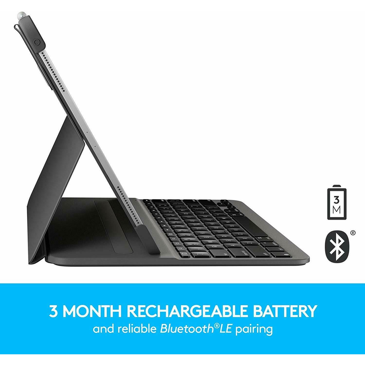 Refurbished - Logitech Slim Folio Pro Case Backlit Bluetooth Keyboard iPad Pro 11" (1st Generation) 920-009154