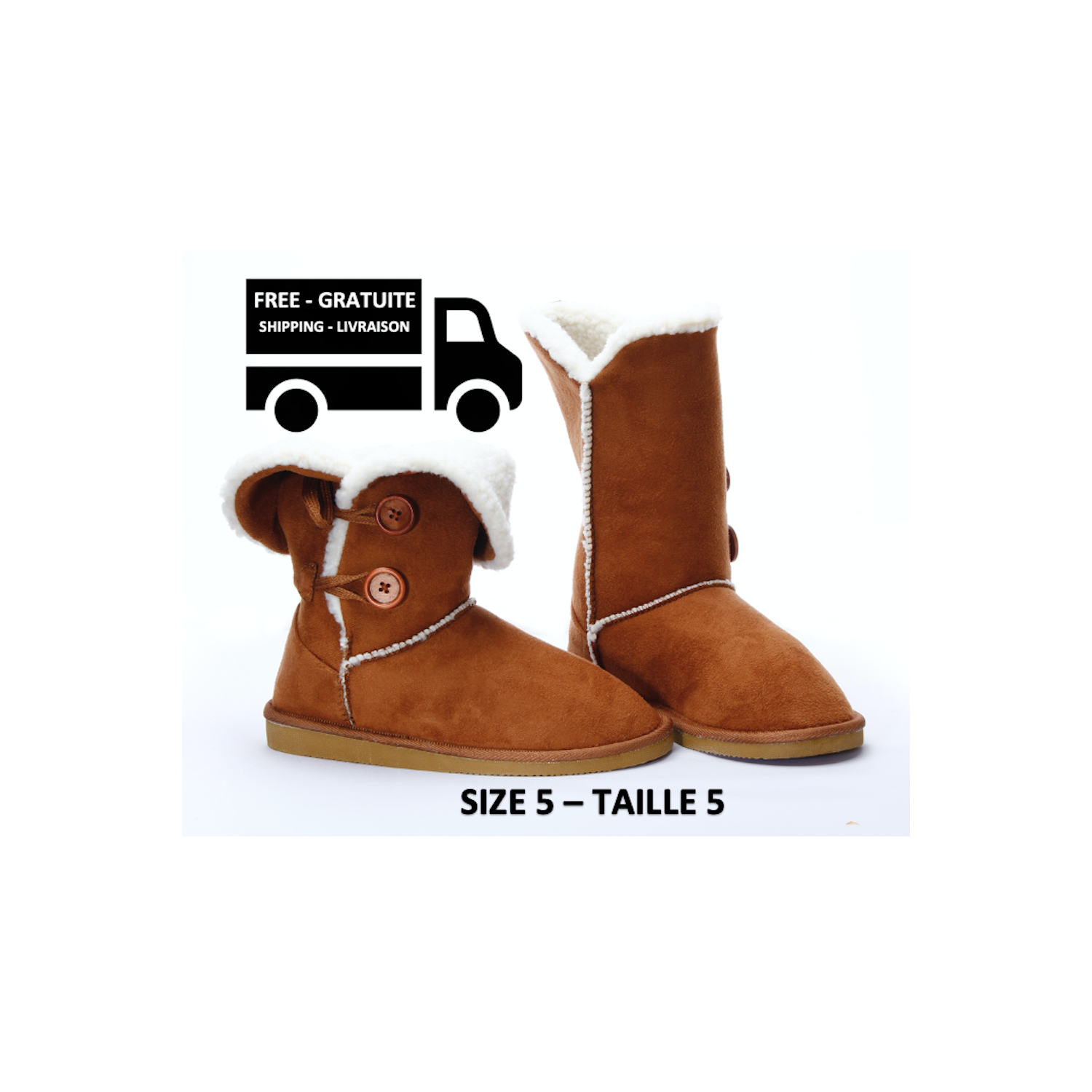 Bottes d'hiver Stimula Lifestyle Comfy pour femmes, chaude et douillette taille 5 – suède chameau