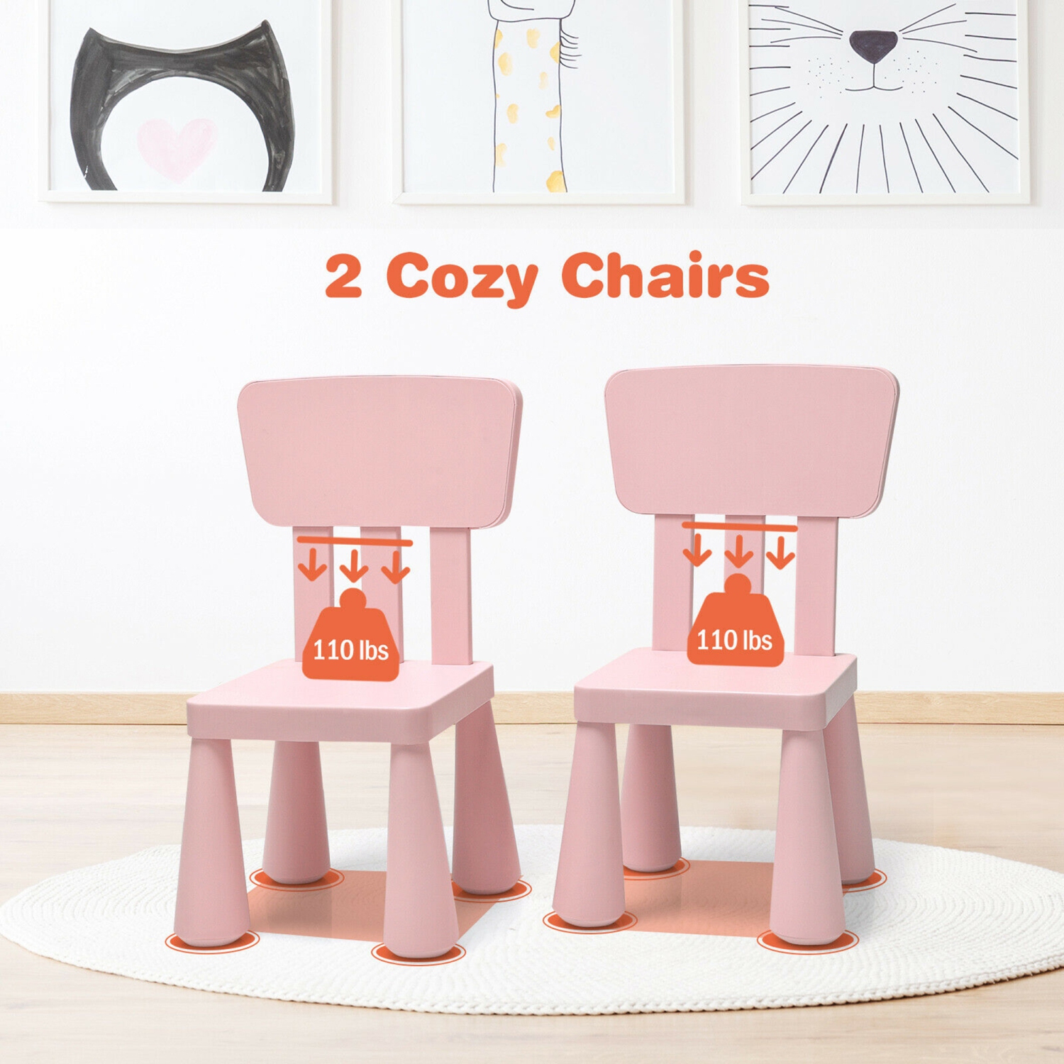 Gymax Kids Table & 2 Chairs Set Toddler Activity Play Dining Study Desk Baby Gift
