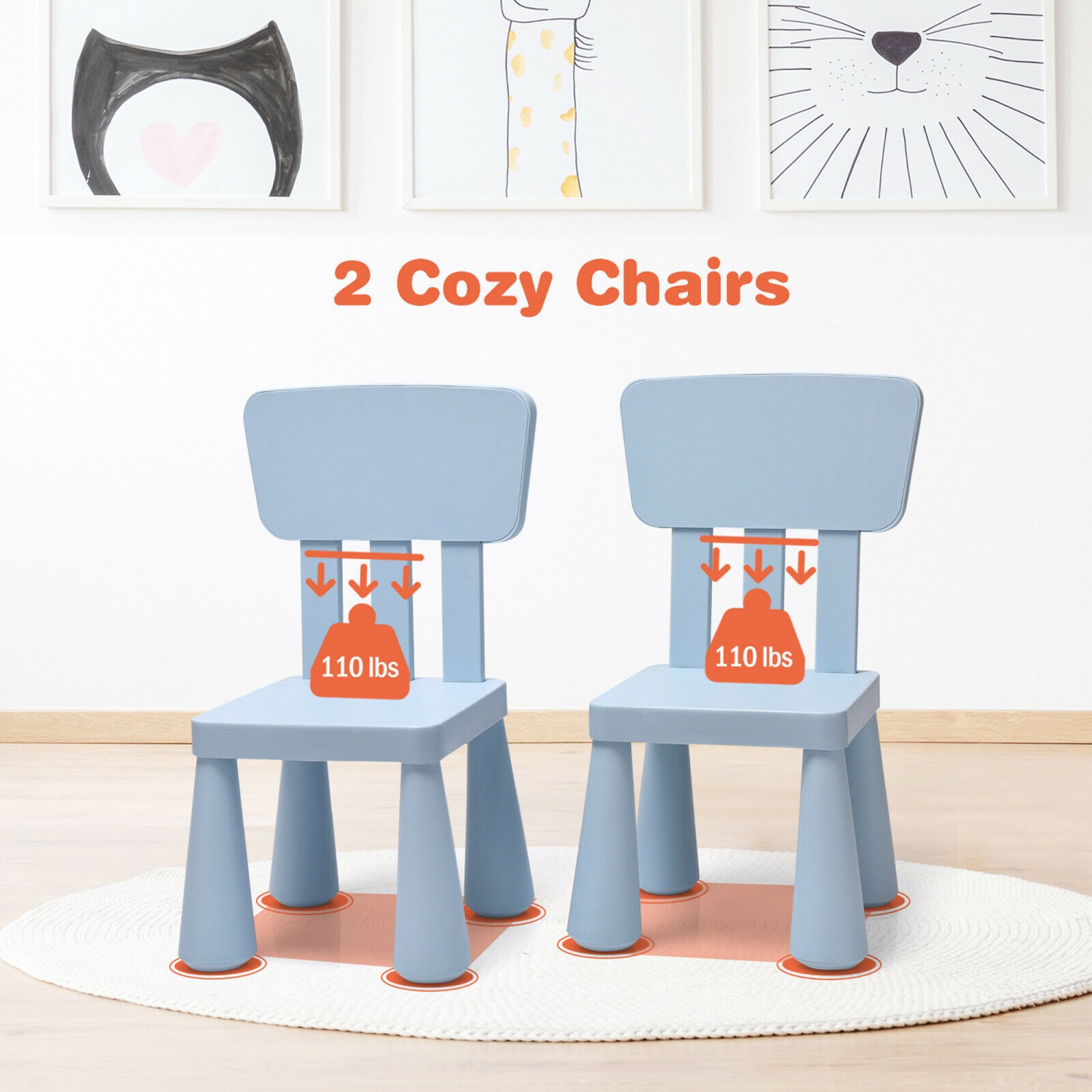 Gymax Kids Table & 2 Chairs Set Toddler Activity Play Dining Study Desk Baby Gift