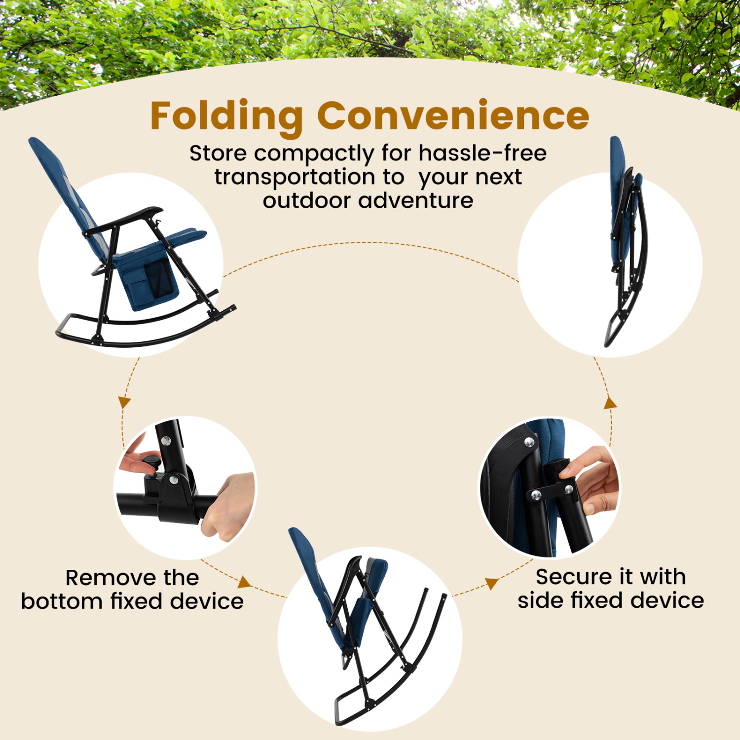 Gymax Set of 2 Padded Folding Rocking Chairs Patio Garden Yard Camping Red/Blue