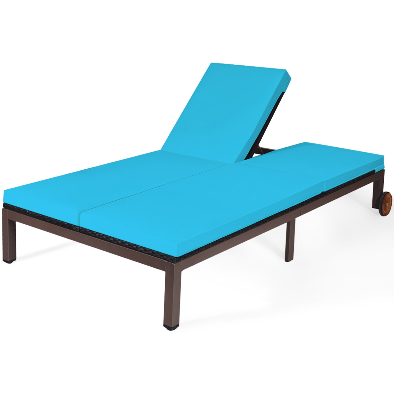 Chaise longueen rotin réglable pour 2 personnes avec roue à matelas Marque Gymax