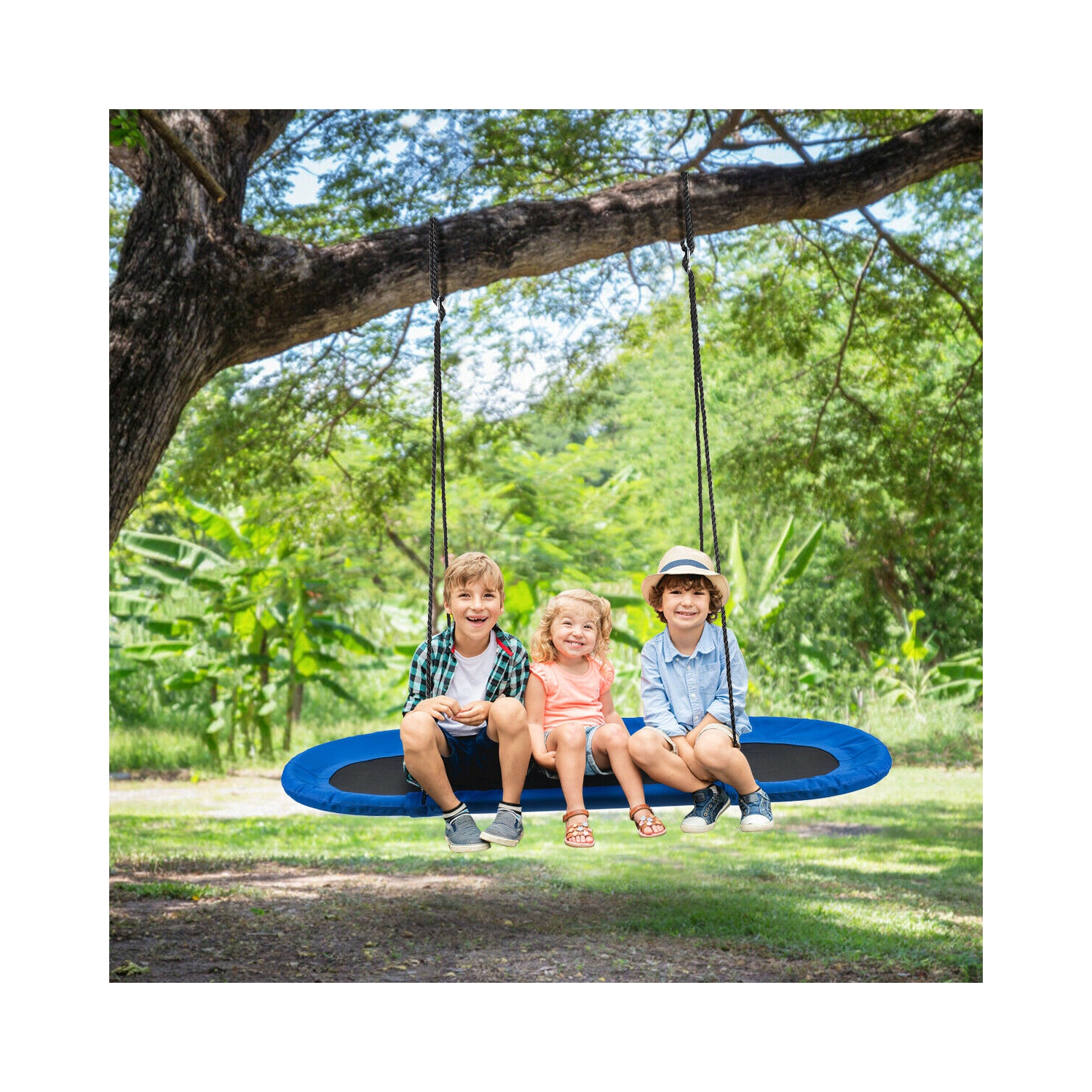 Gymax 60'' Saucer Tree Swing Surf Outdoor Adjustable Kids Giant Oval Platform Swing Set