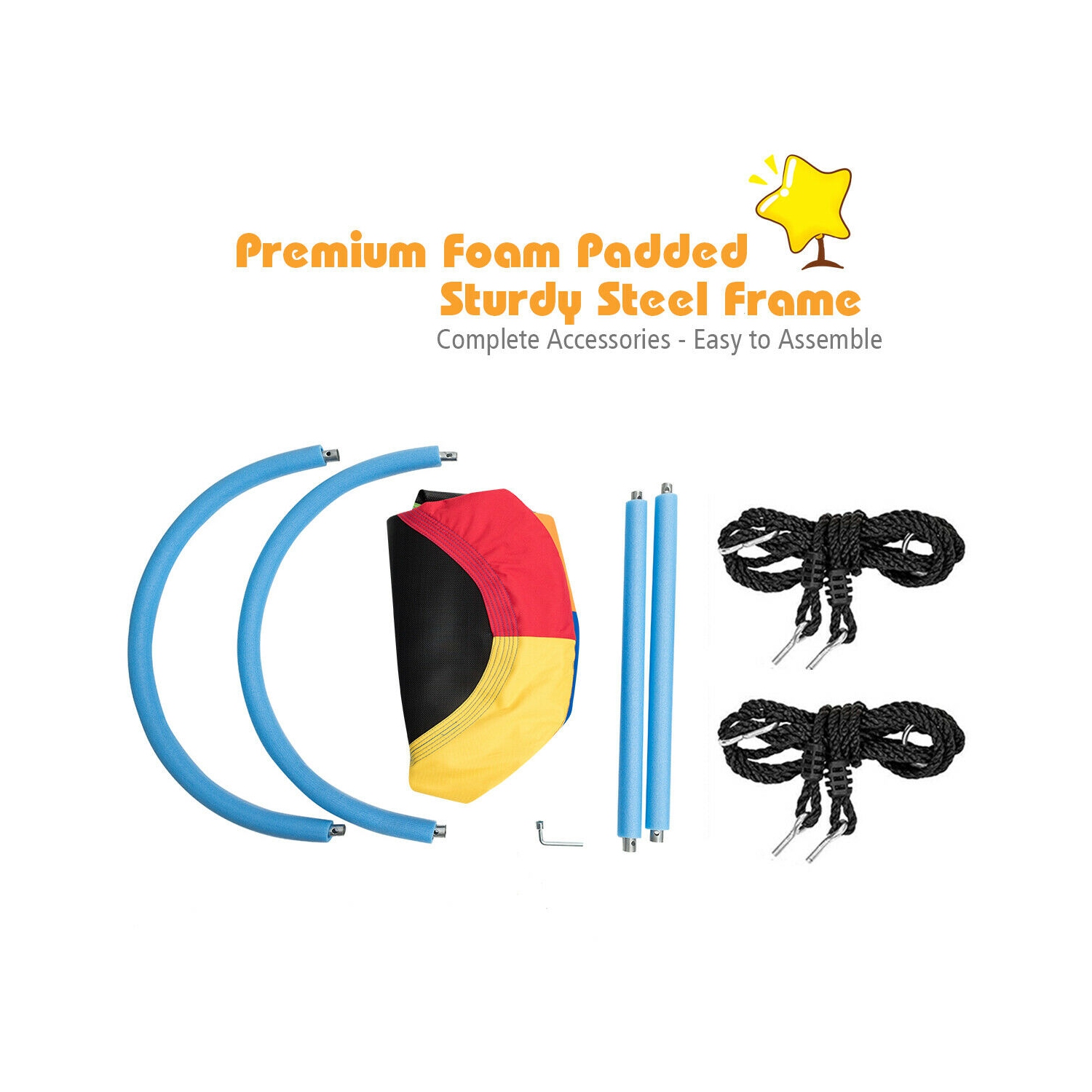 Gymax 60'' Saucer Tree Swing Surf Outdoor Adjustable Kids Giant Oval Platform Swing Set