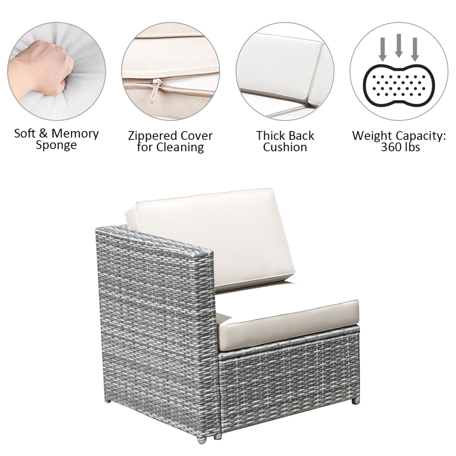 Salon de jardin 8 pièces en rotin Gymax