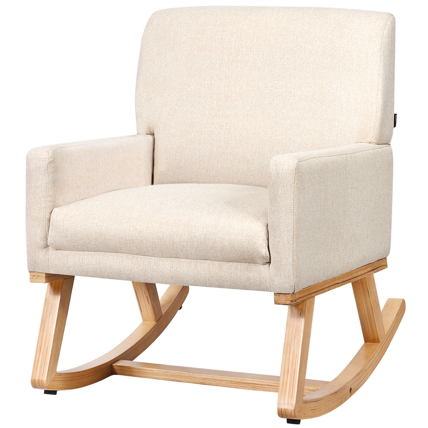 Gymax Rocking Chair Rétro Années 50 en Tissu Rembourré